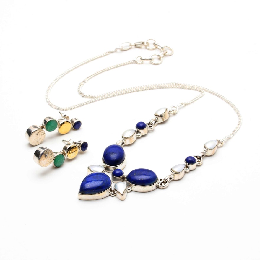 Sterling Silver Gemstone Jewelry Including Lapis Lazuli