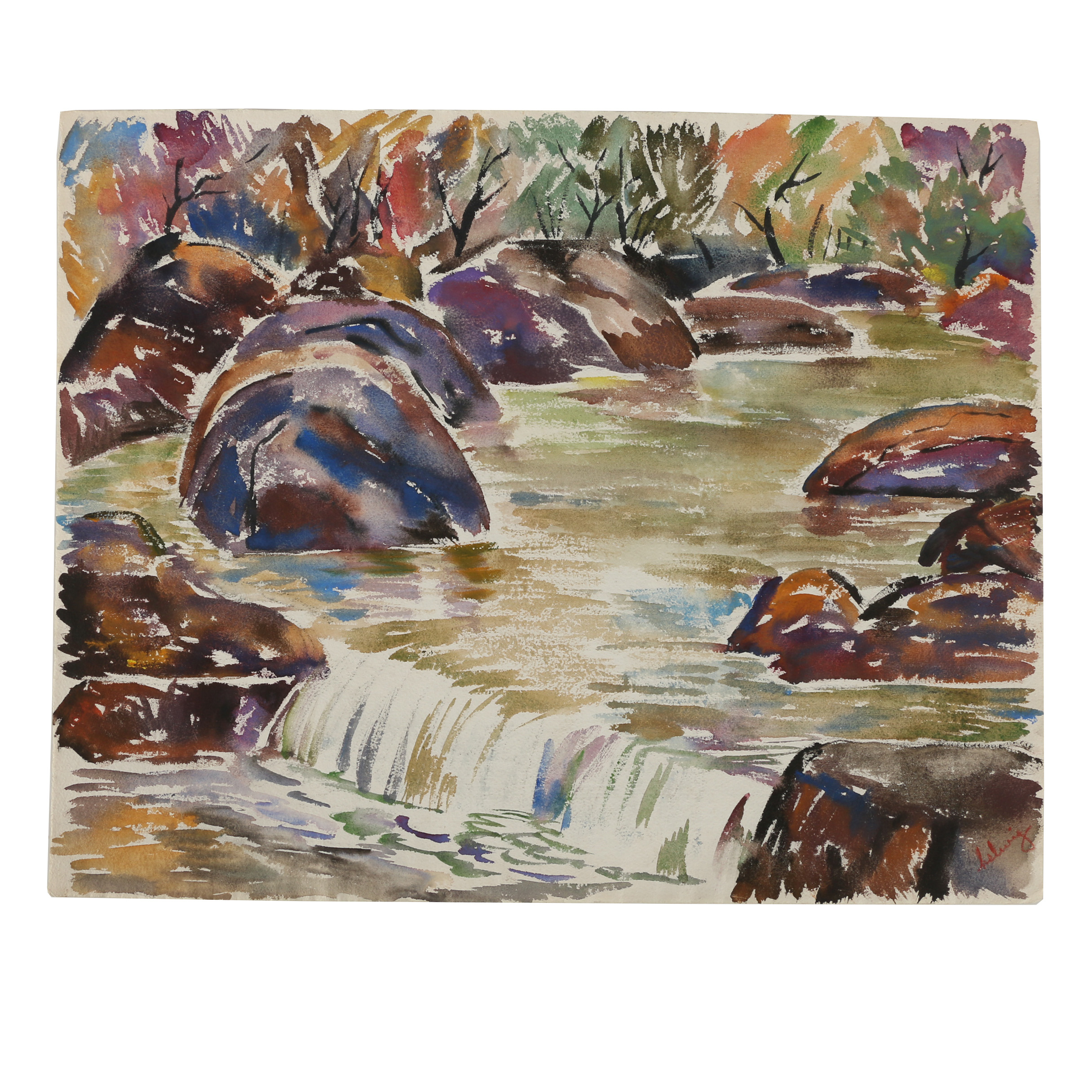 Arthur Helwig Double-Sided Watercolor Painting