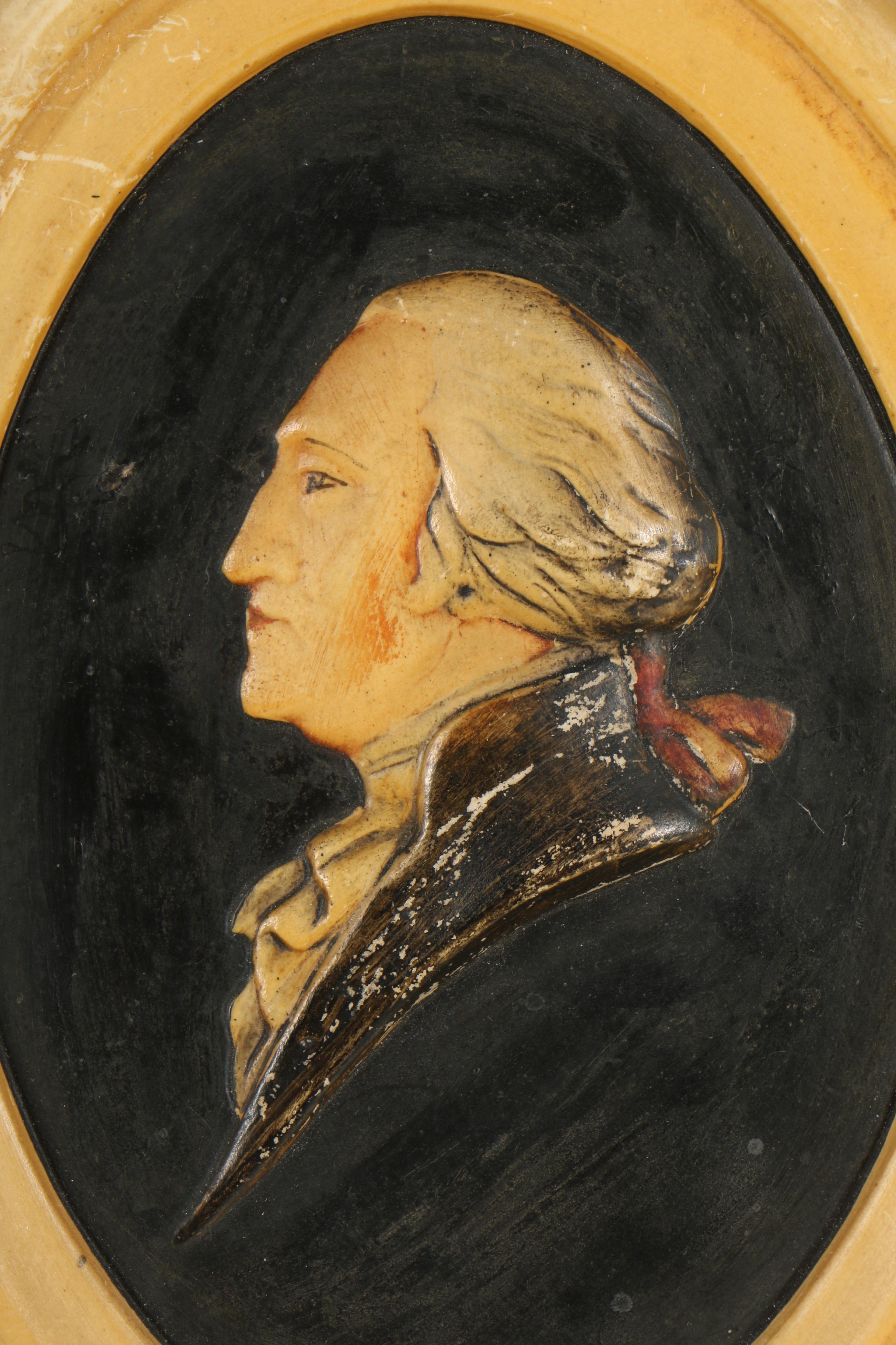 Vintage Chalkware Plaques of George and Martha Washington