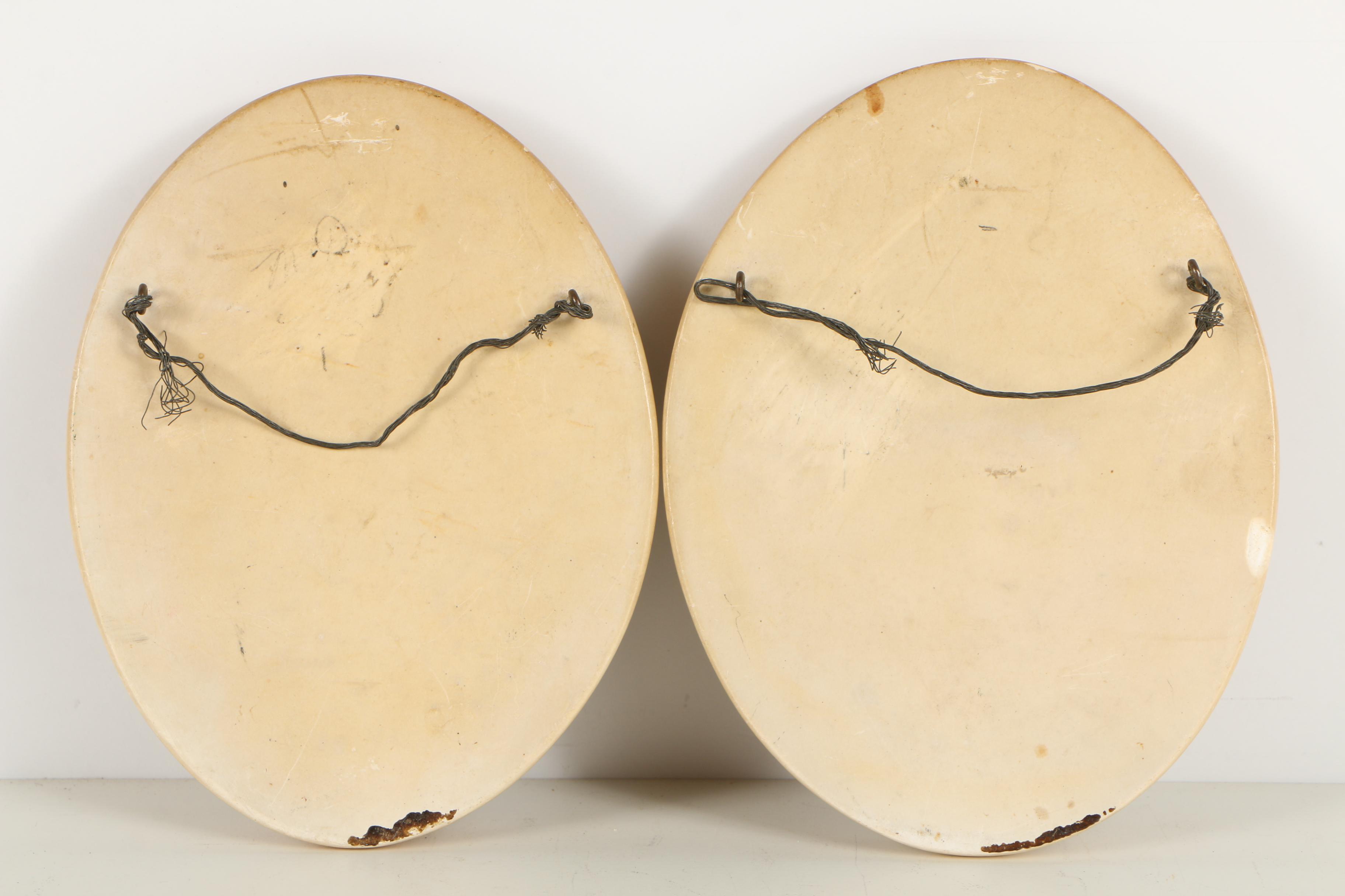 Vintage Chalkware Plaques of George and Martha Washington