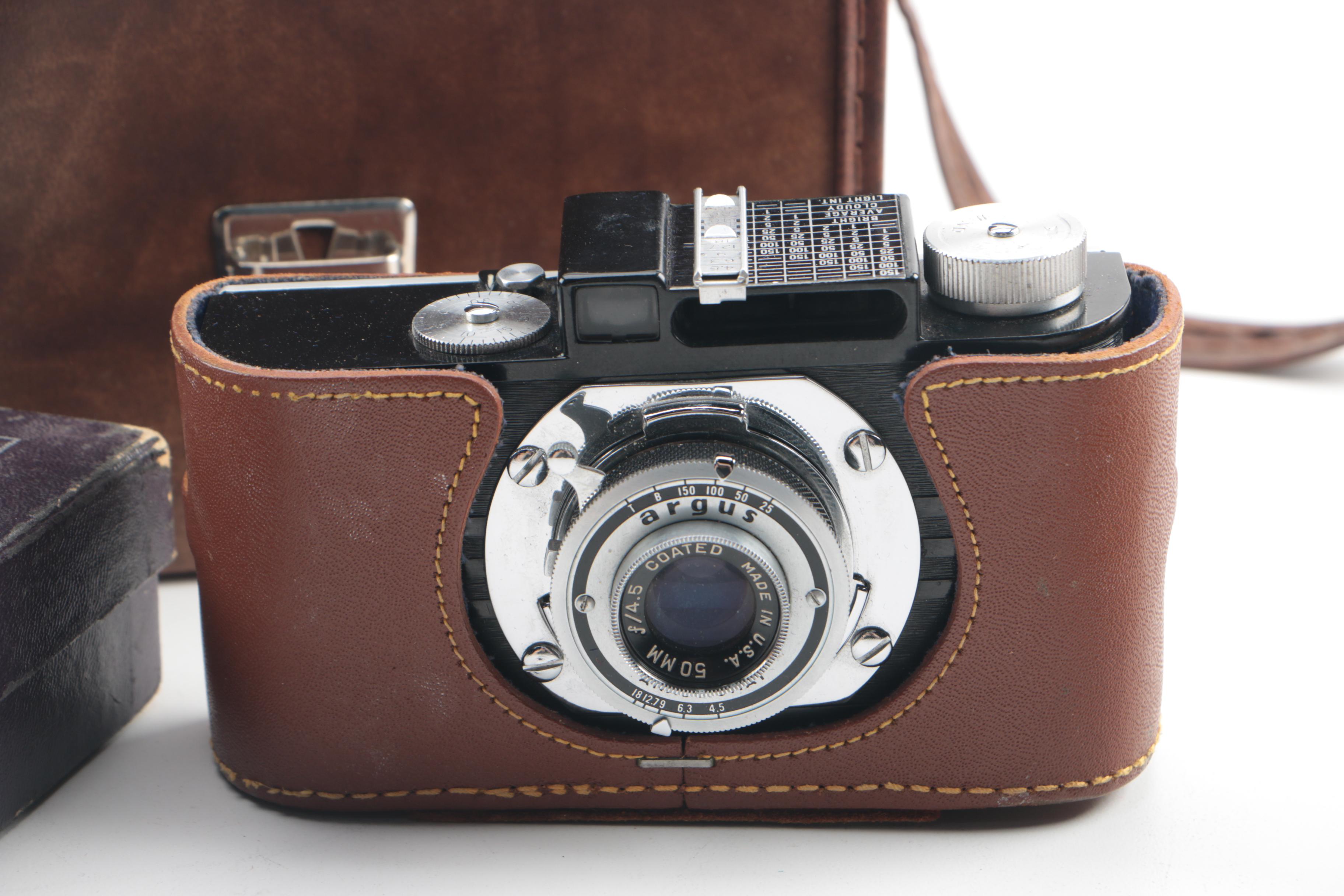 Kodak Brownie, Argus Cameras and Accessories with Camera Cases