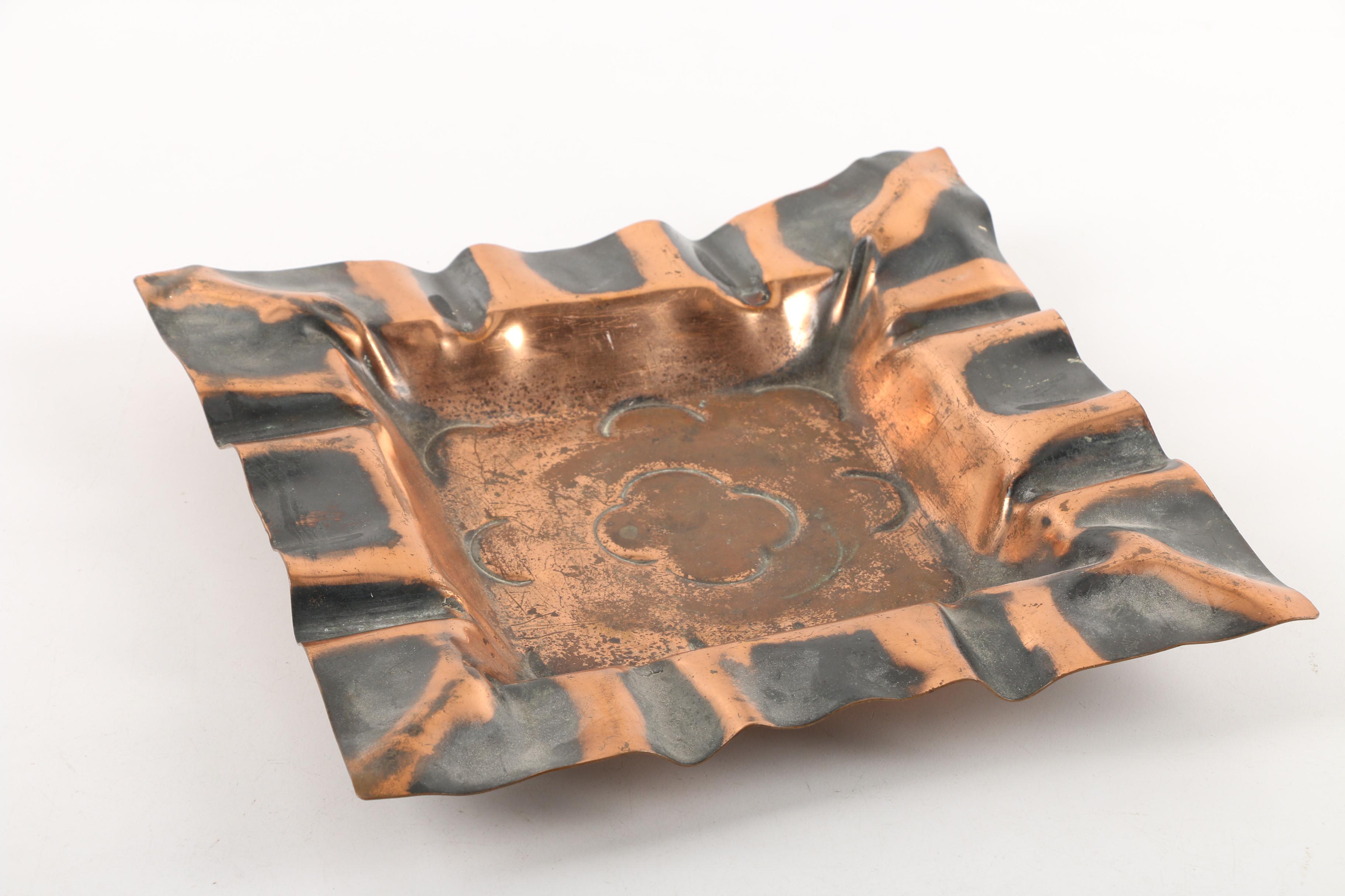 Mid 20th Century Inca Copper, Royal Haeger and California Pottery Ash Receivers