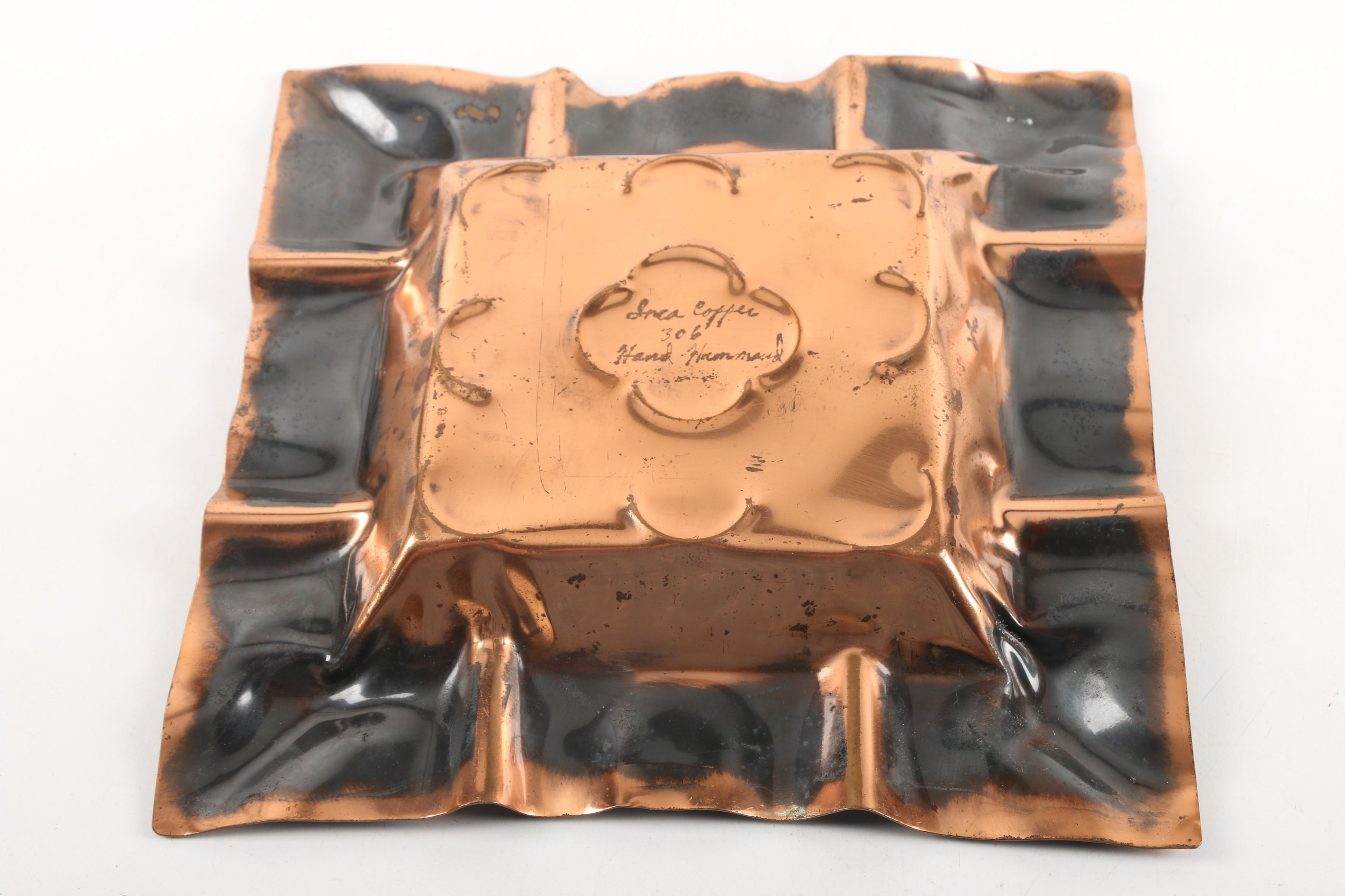 Mid 20th Century Inca Copper, Royal Haeger and California Pottery Ash Receivers