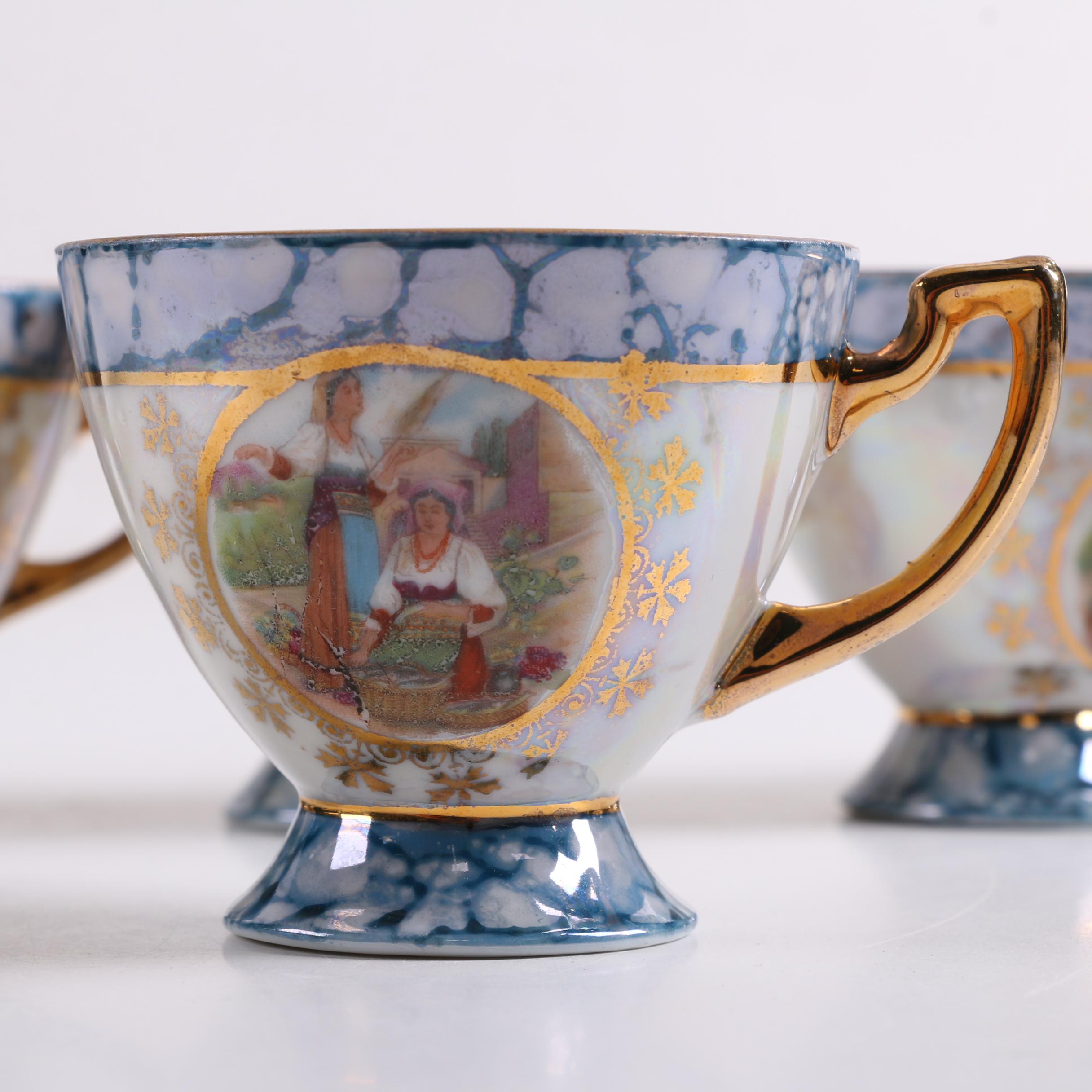 Vintage German Lusterware Porcelain Demitasse Set