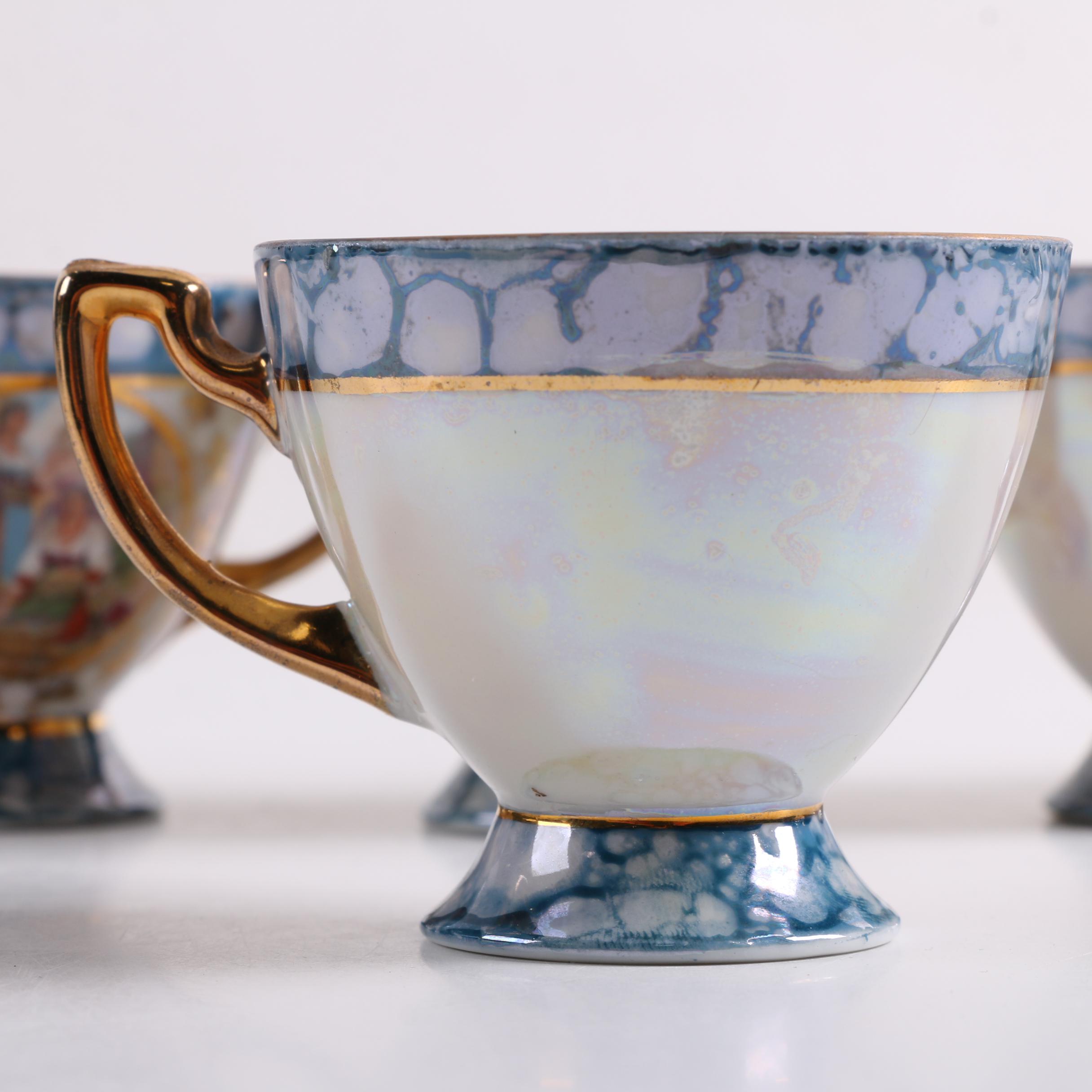 Vintage German Lusterware Porcelain Demitasse Set