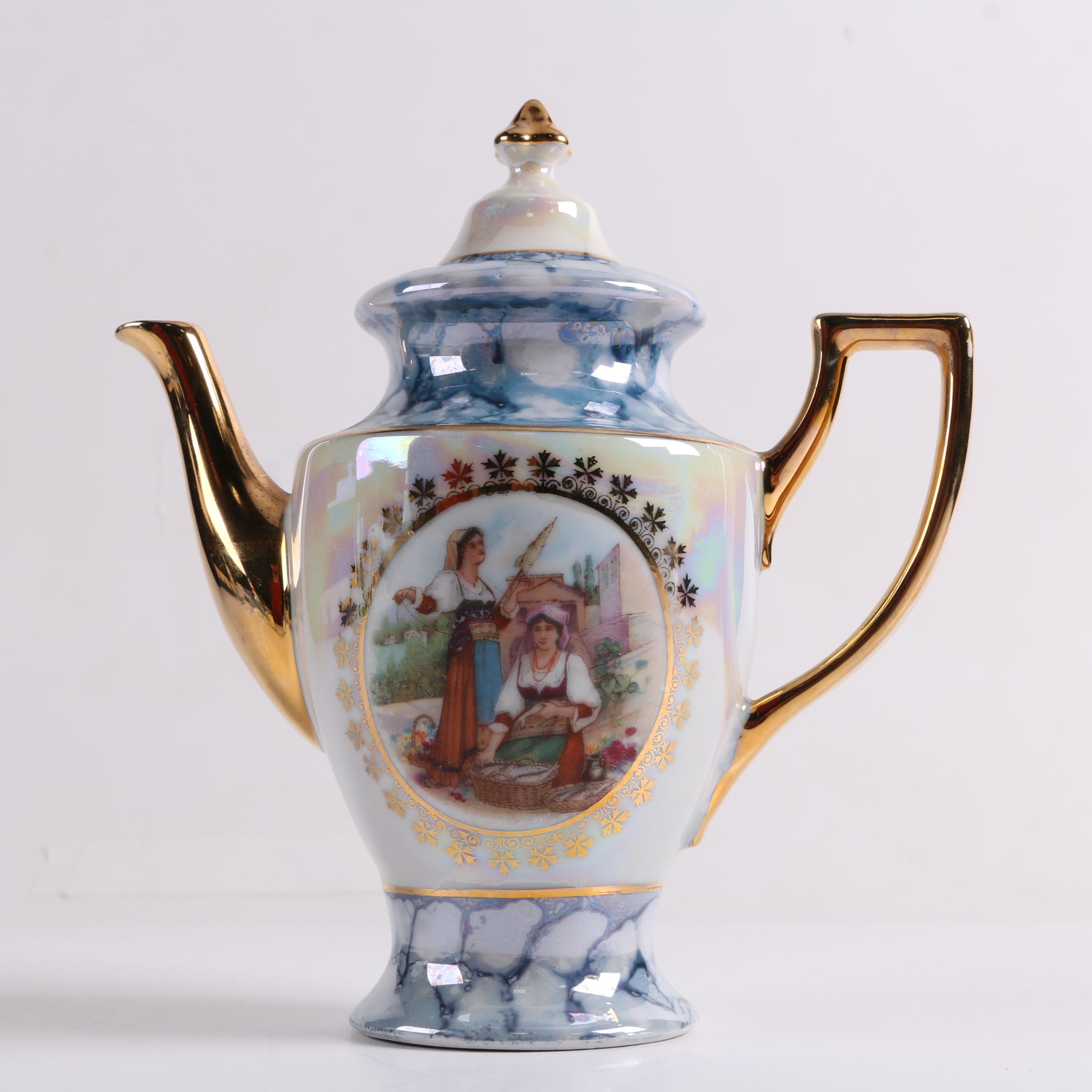 Vintage German Lusterware Porcelain Demitasse Set