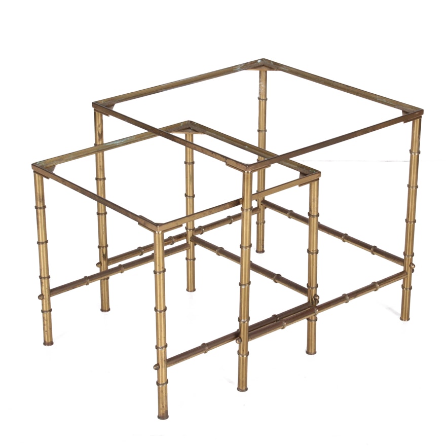 Vintage Brass Faux-Bamboo Nesting Tables