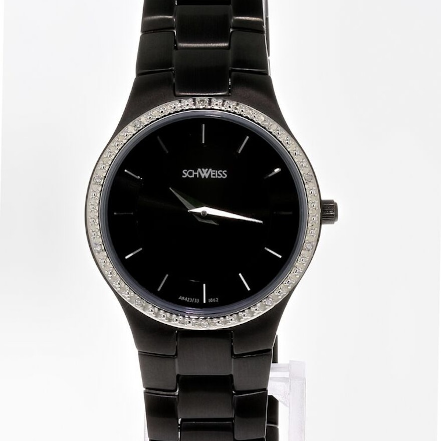 Schweiss Swiss Black Ion Plated Stainless Steel Wristwatch