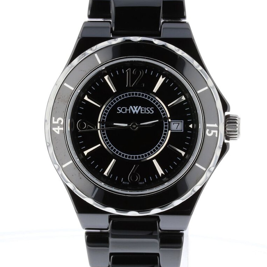 Schweiss Swiss Stainless Steel and Black Ceramic Wristwatch