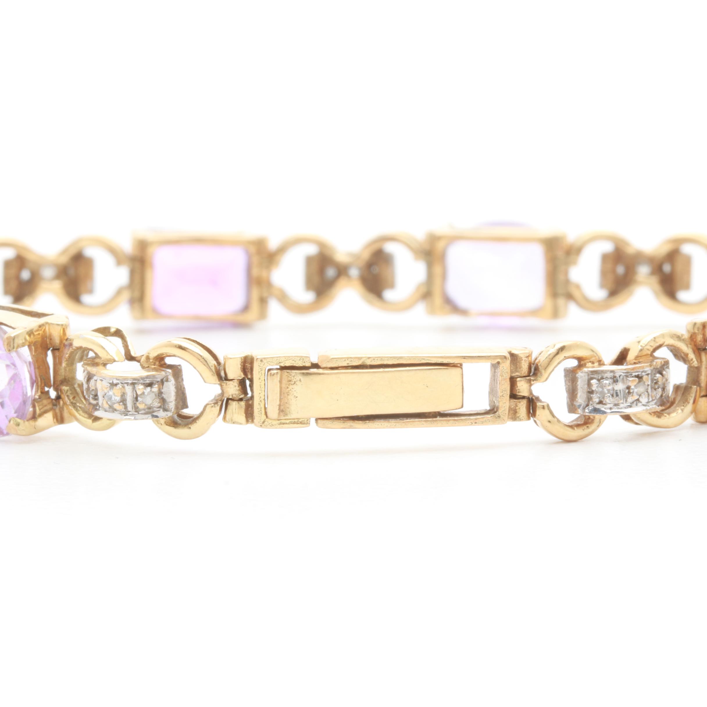14K Yellow Gold Diamond and Multi-Gemstone Tennis Bracelet