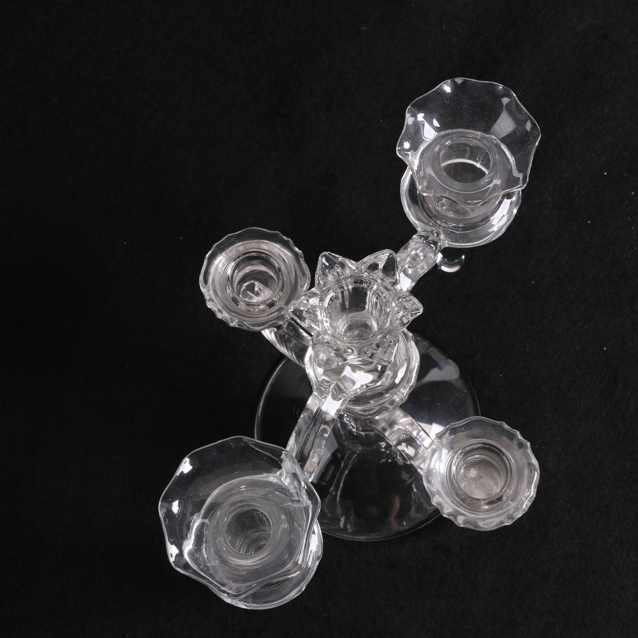 Depression Glass Candle-Vase Epergne Style Centerpiece