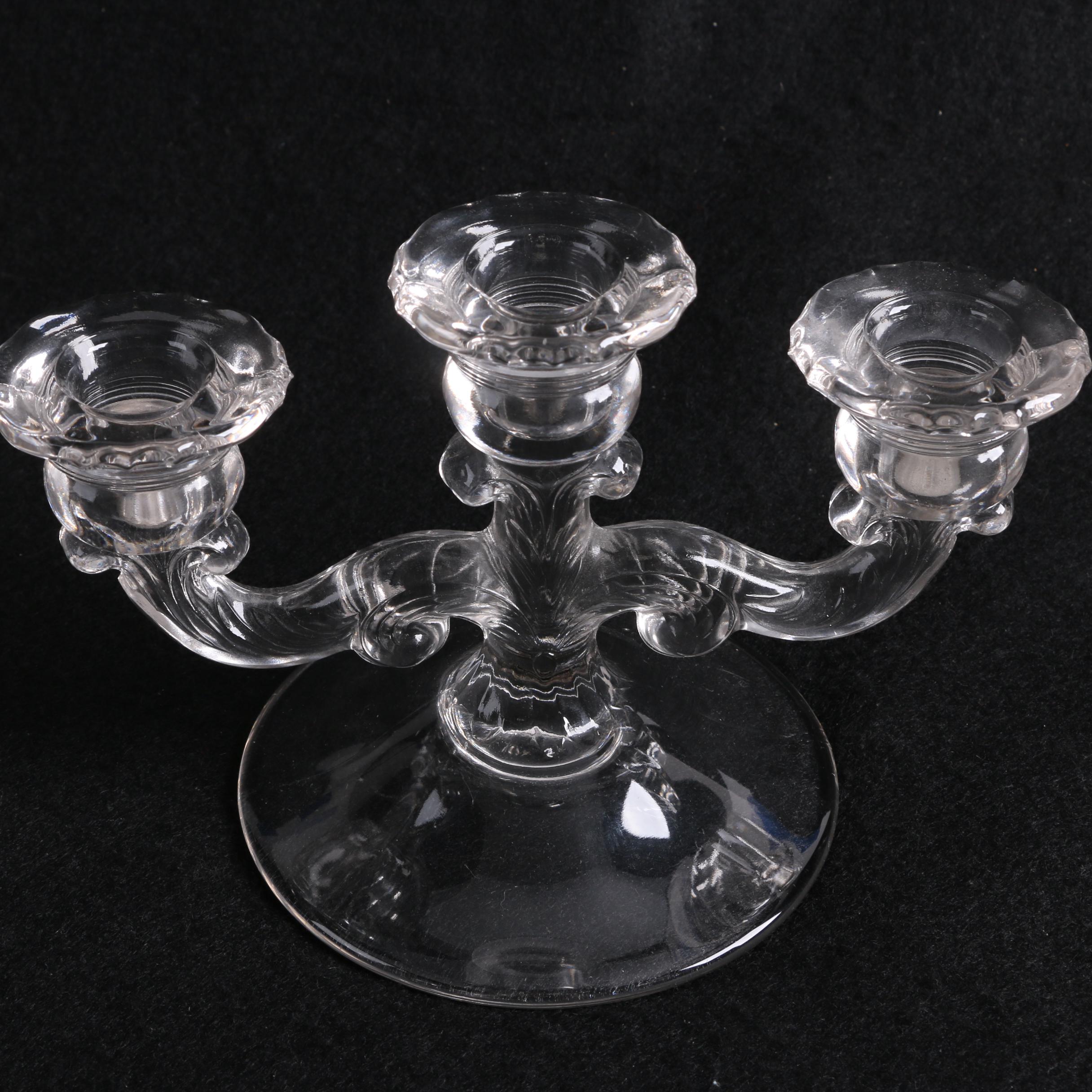 Depression Glass Candle-Vase Epergne Style Centerpiece