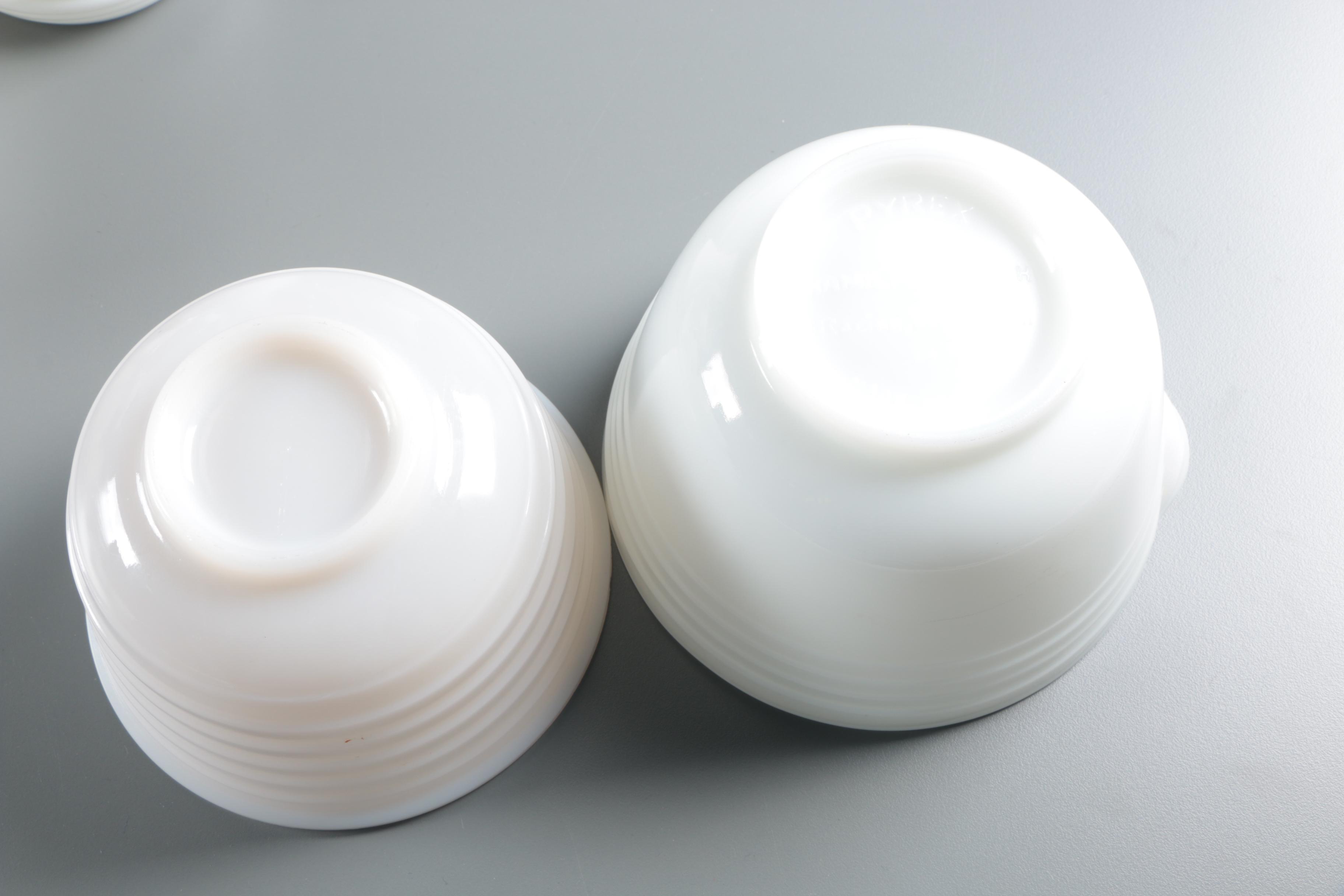 Milk Glass Tableware and Decor including a Pyrex Mixing Bowl