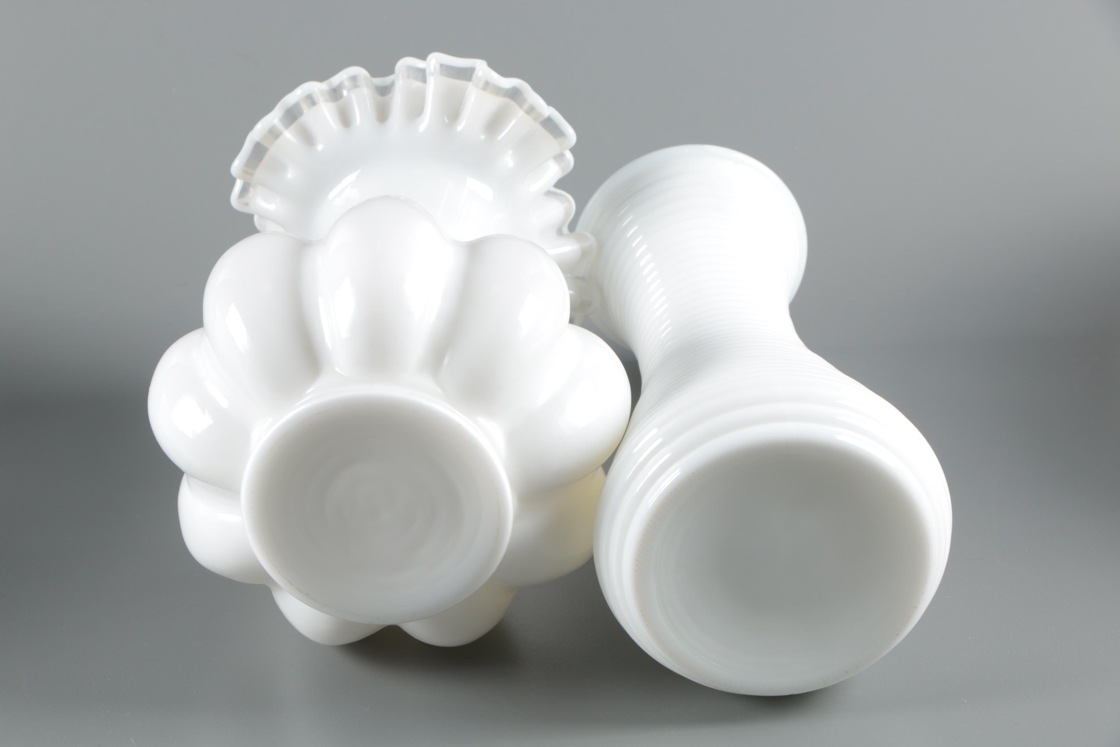 Milk Glass Tableware and Decor including a Pyrex Mixing Bowl