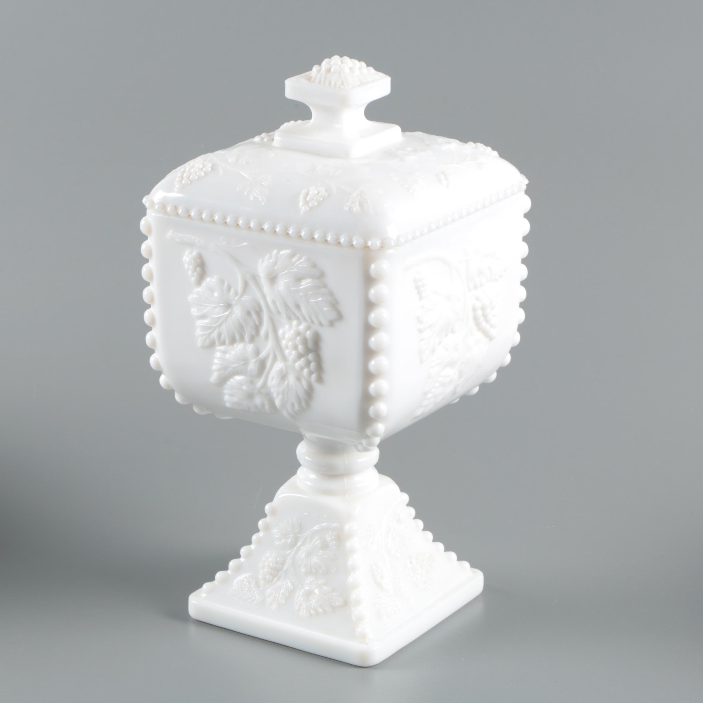 Milk Glass Tableware and Decor including a Pyrex Mixing Bowl