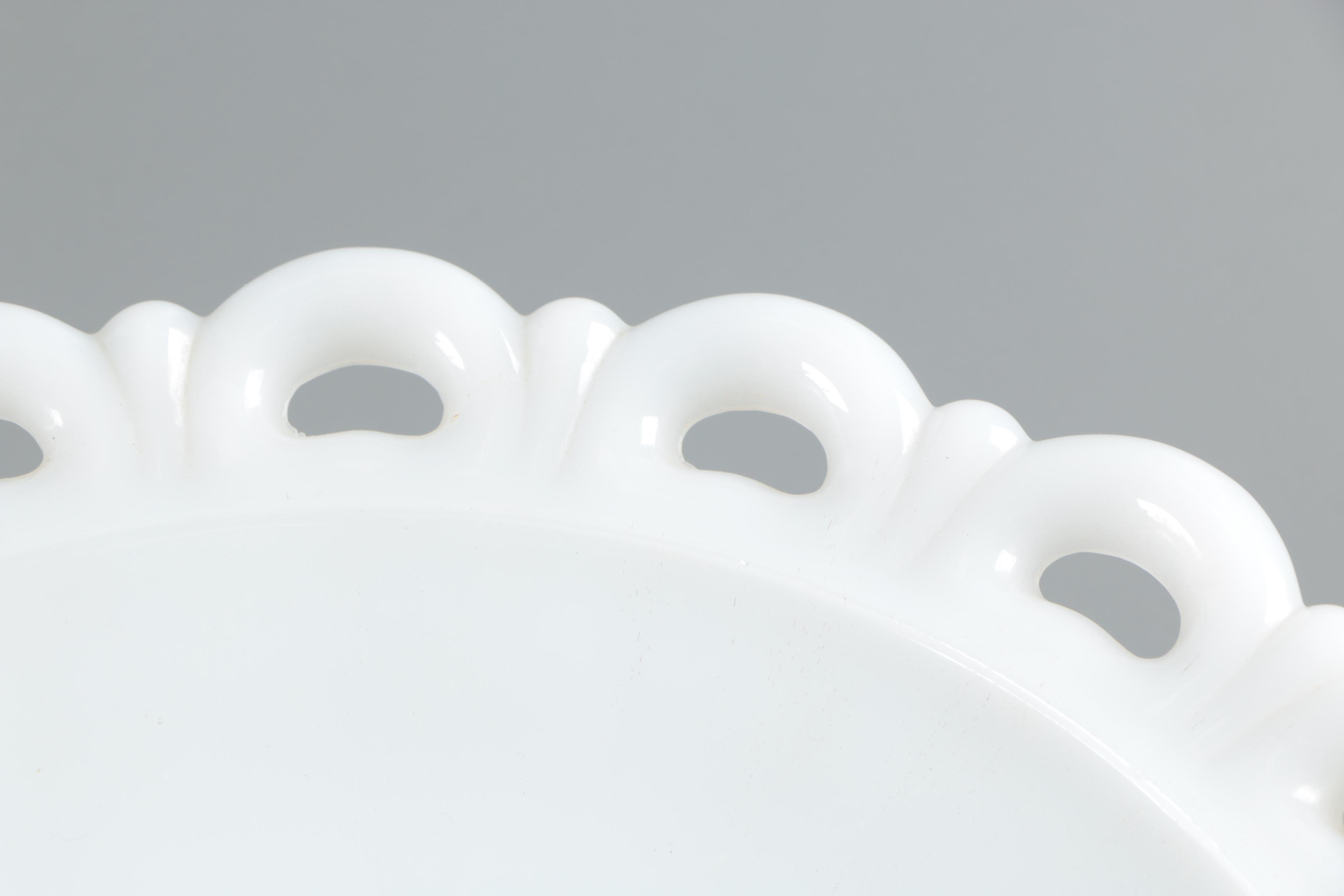 Milk Glass Tableware and Decor including a Pyrex Mixing Bowl