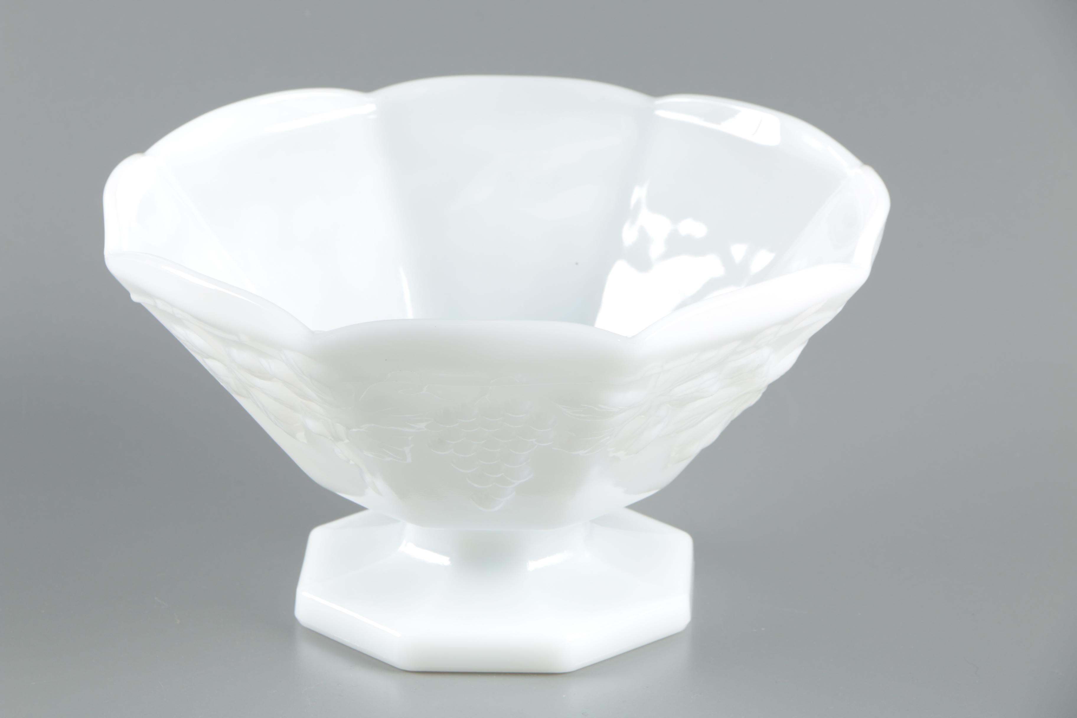 Milk Glass Tableware and Decor including a Pyrex Mixing Bowl