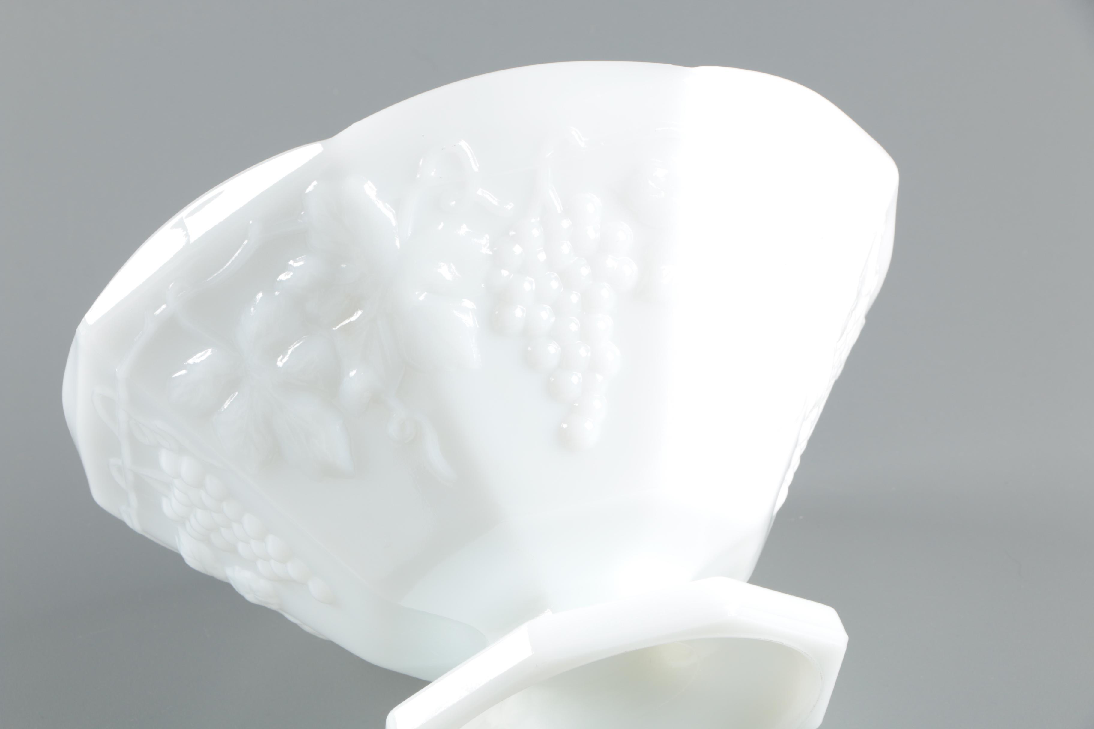 Milk Glass Tableware and Decor including a Pyrex Mixing Bowl