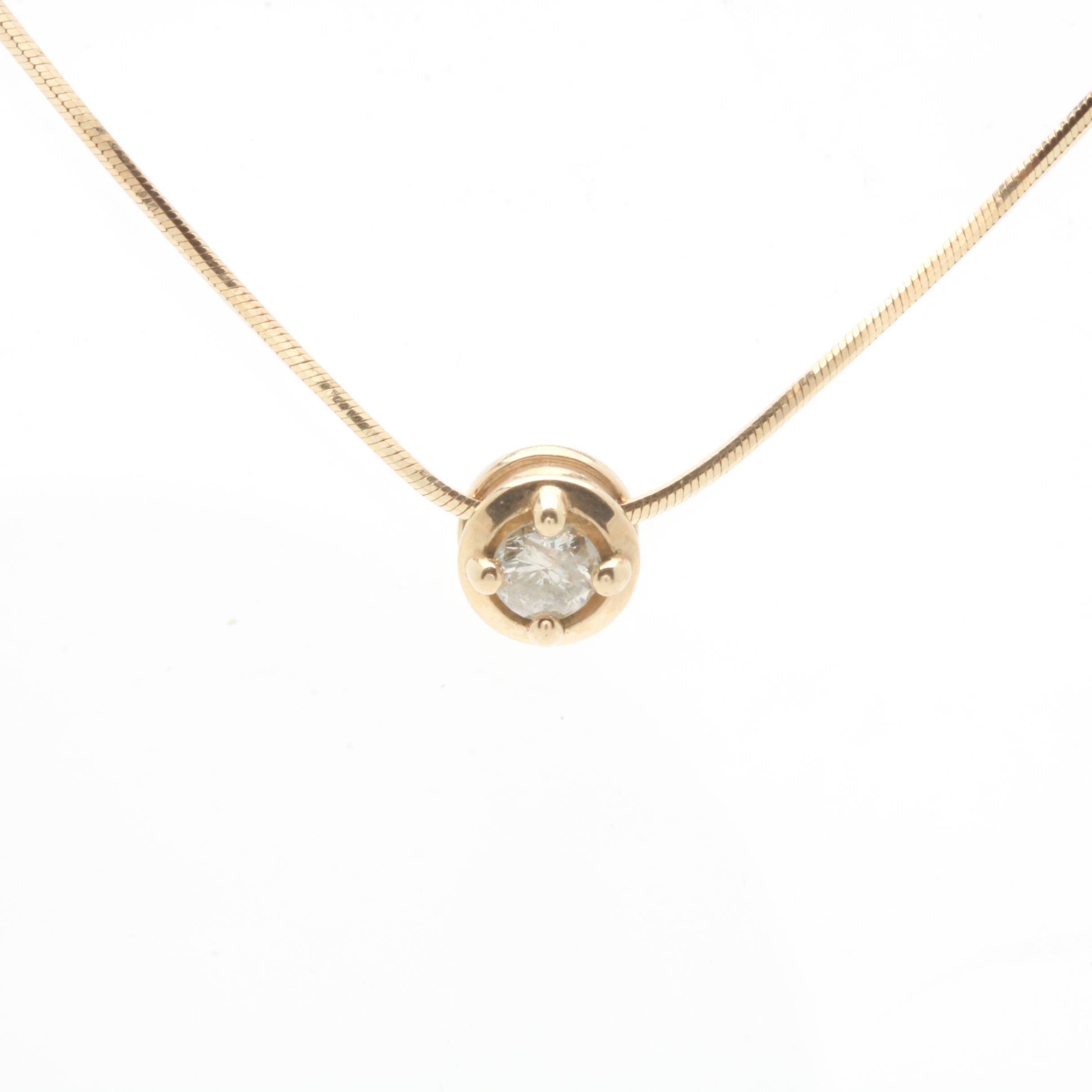 14K Yellow Gold Diamond Necklace