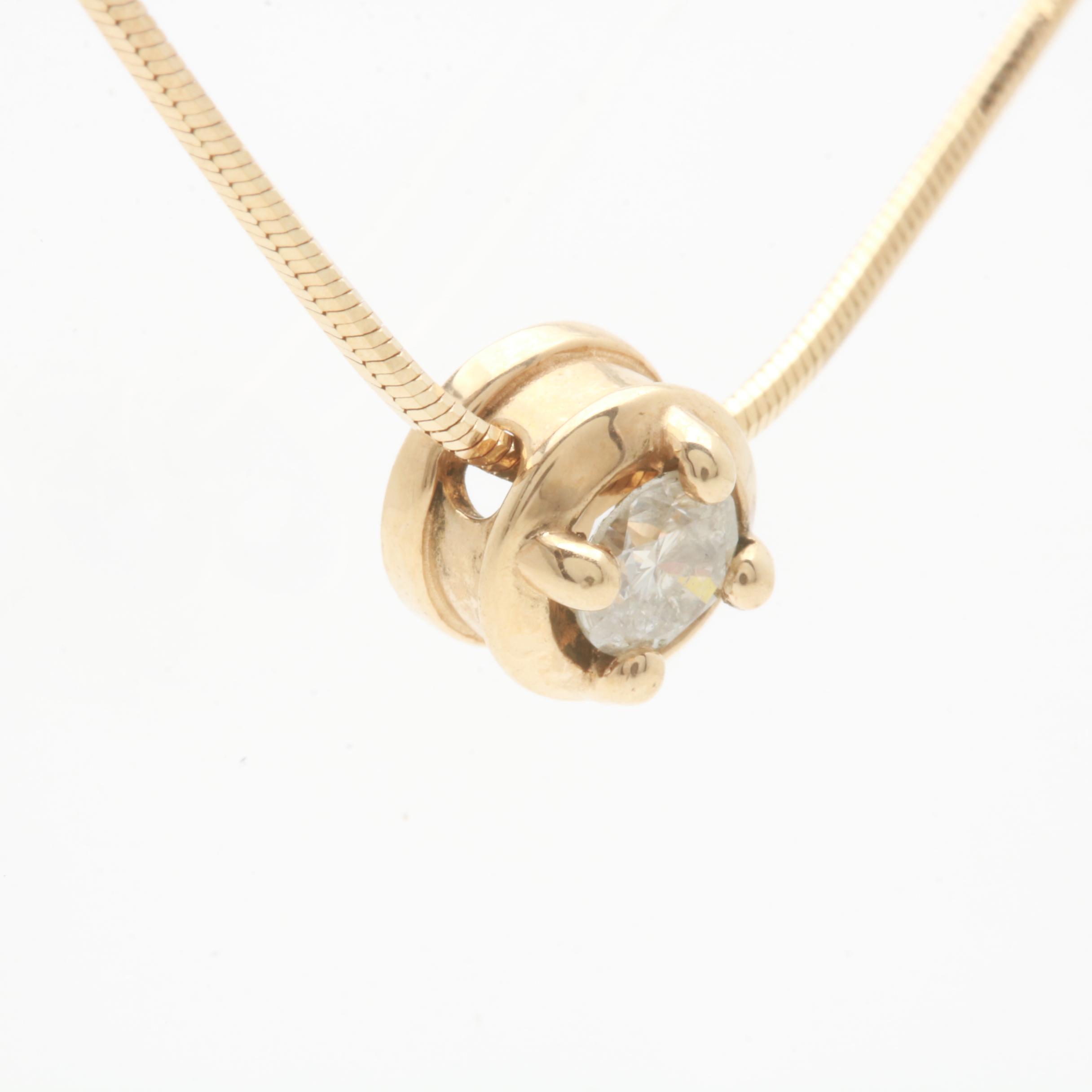 14K Yellow Gold Diamond Necklace