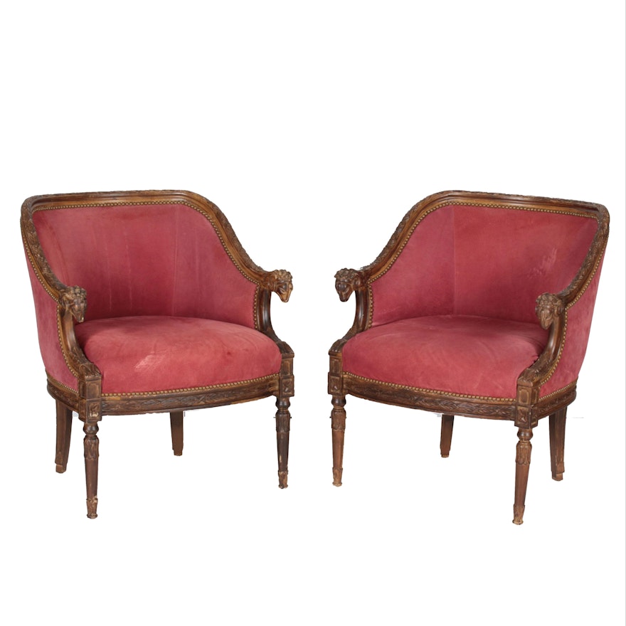 Pair of Vintage Italian Neoclassical Style Armchairs