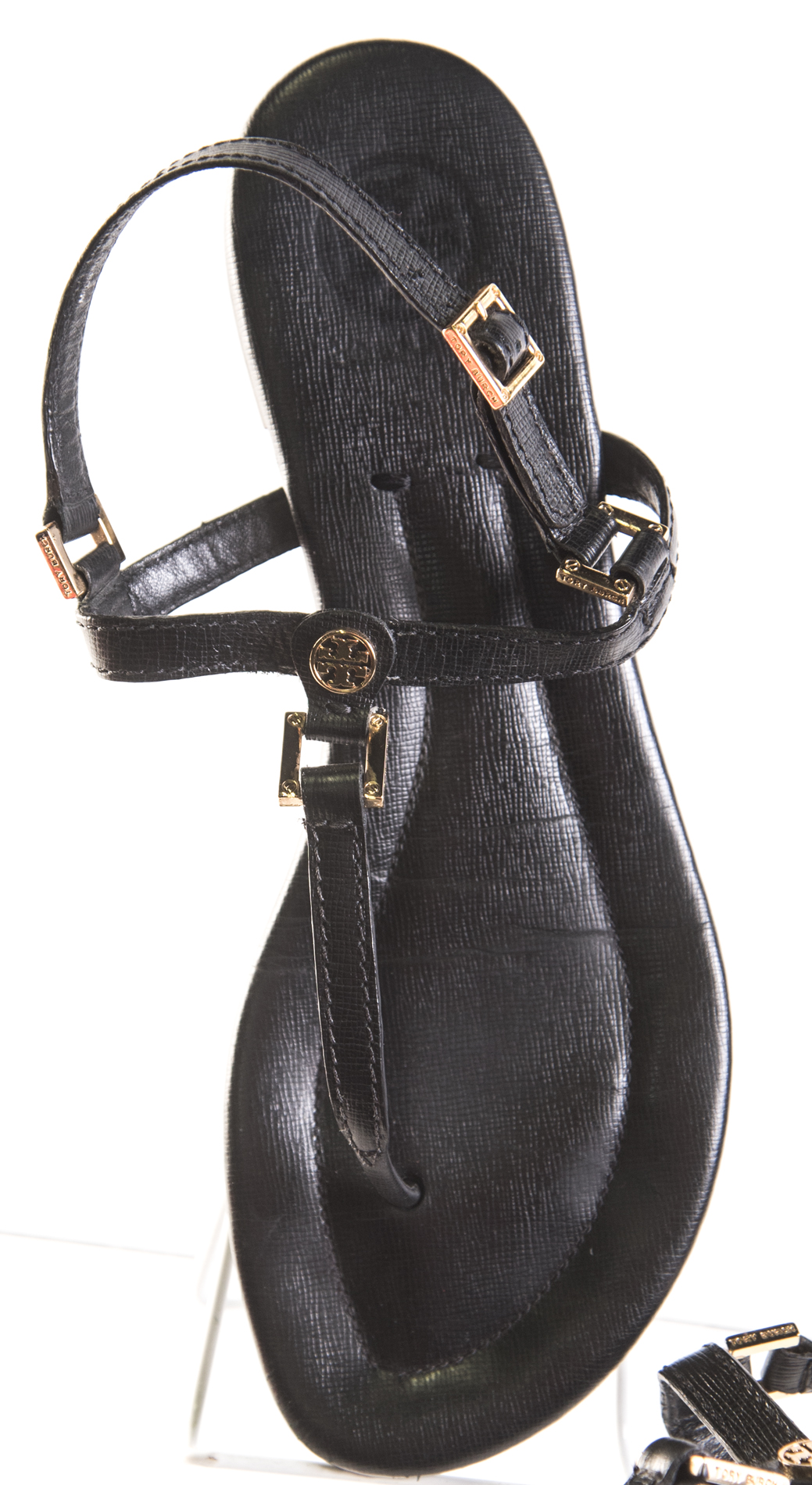 Tory Burch Black Leather Thong Sandals