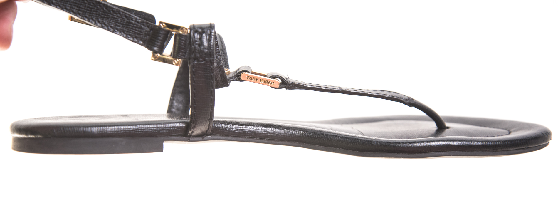 Tory Burch Black Leather Thong Sandals