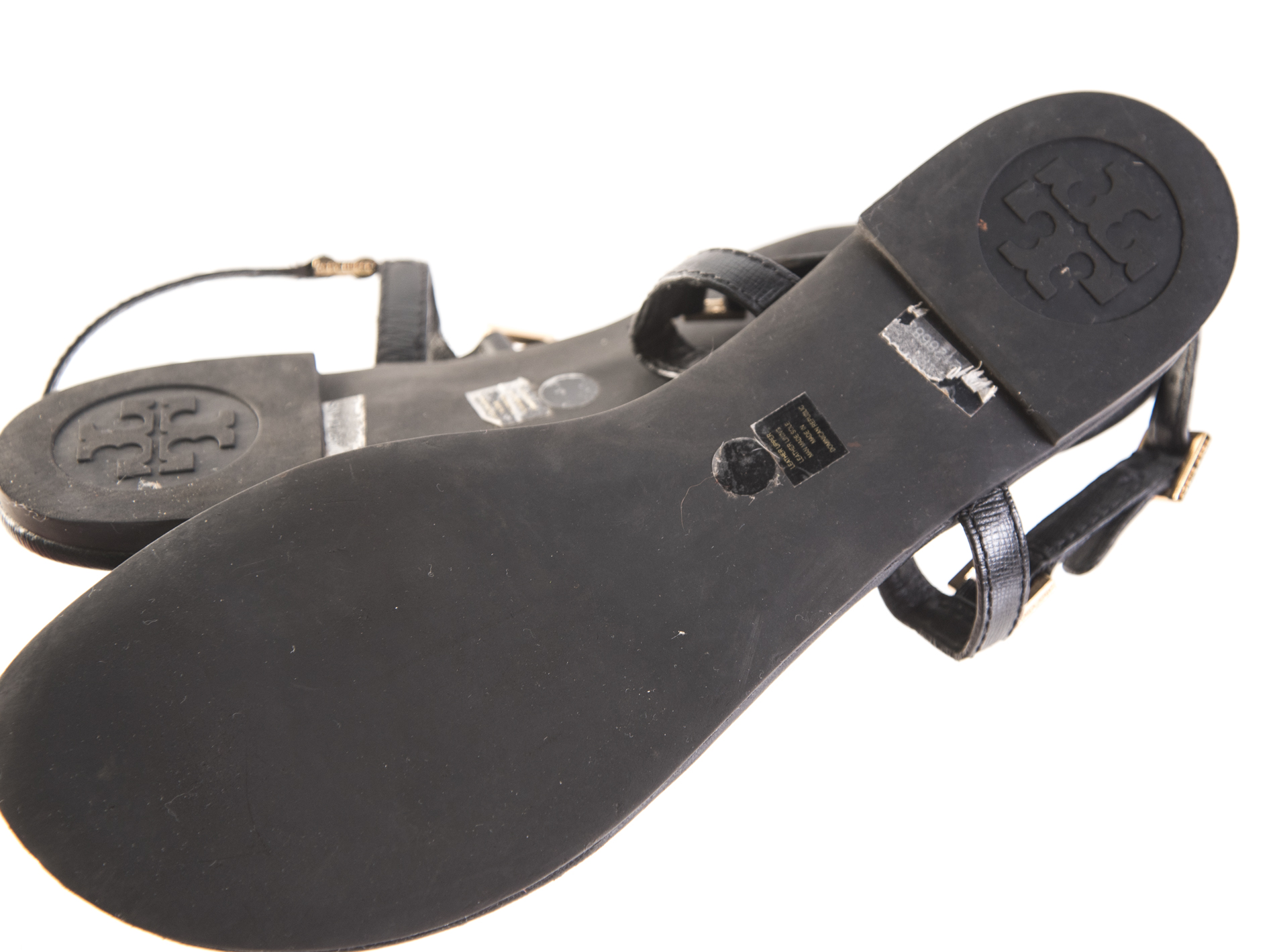 Tory Burch Black Leather Thong Sandals