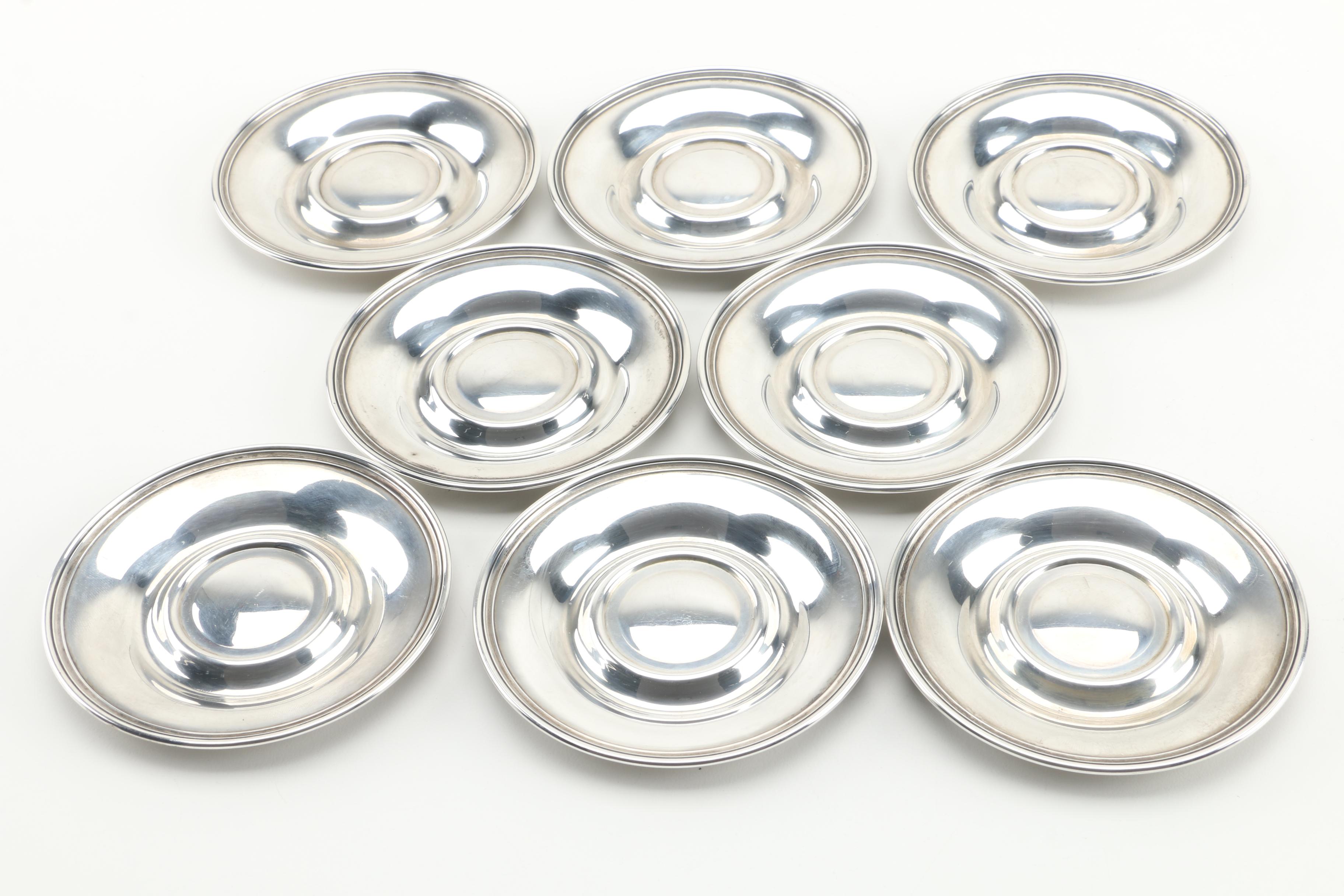 International Silver Co. Sterling Demitasse Cups and Saucers with Lenox Inserts