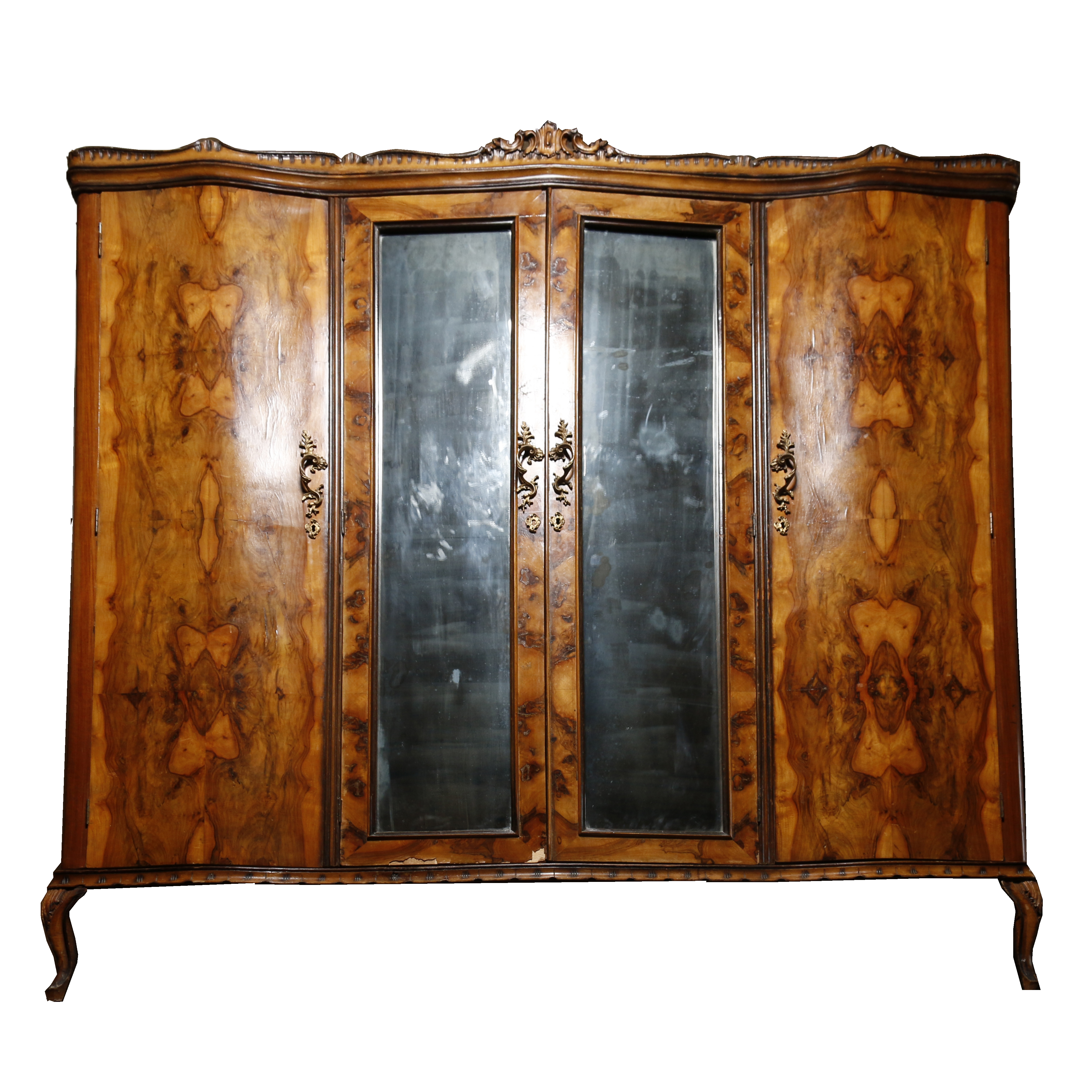 Vintage French Provincial Style Burled Walnut Wardrobe