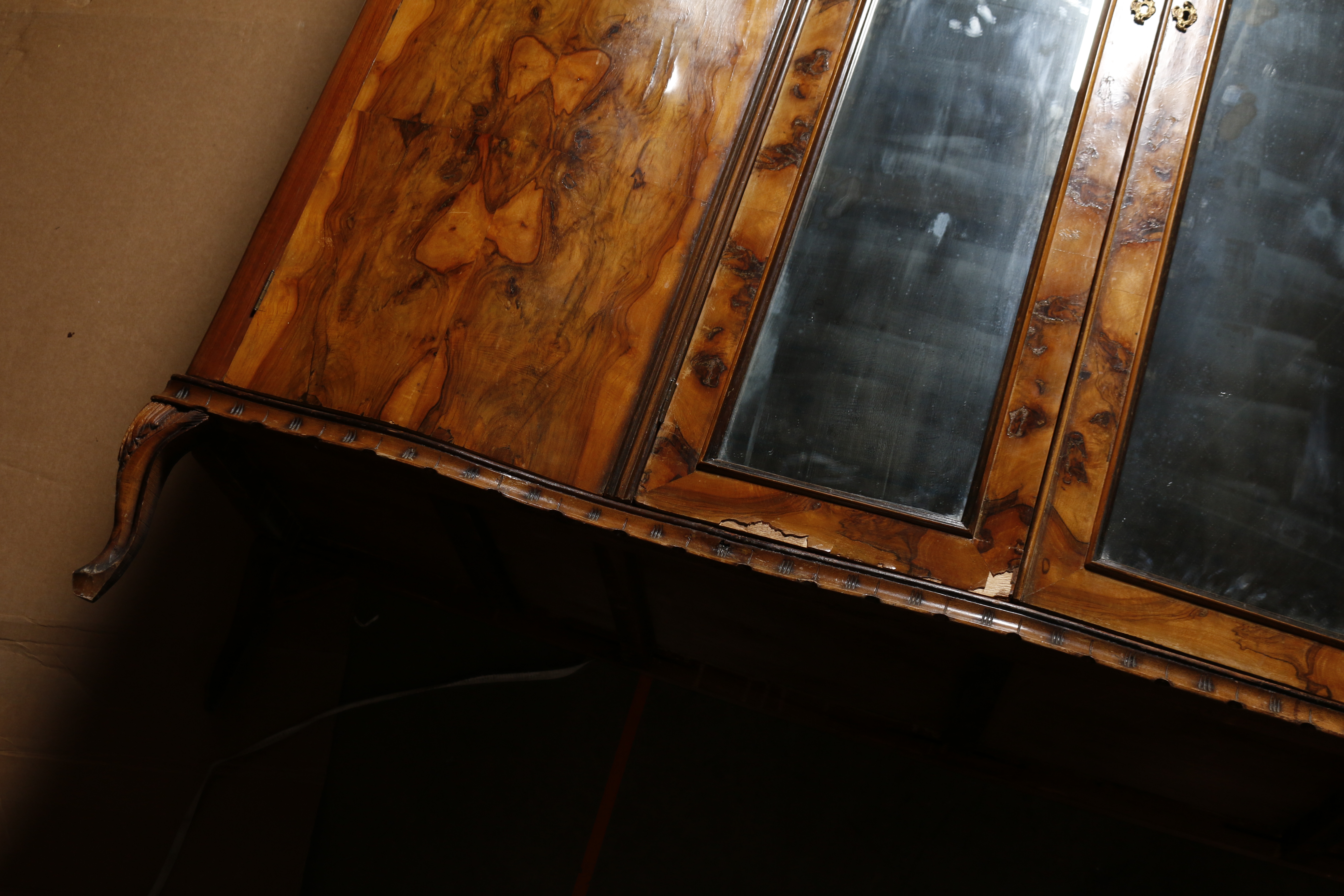 Vintage French Provincial Style Burled Walnut Wardrobe