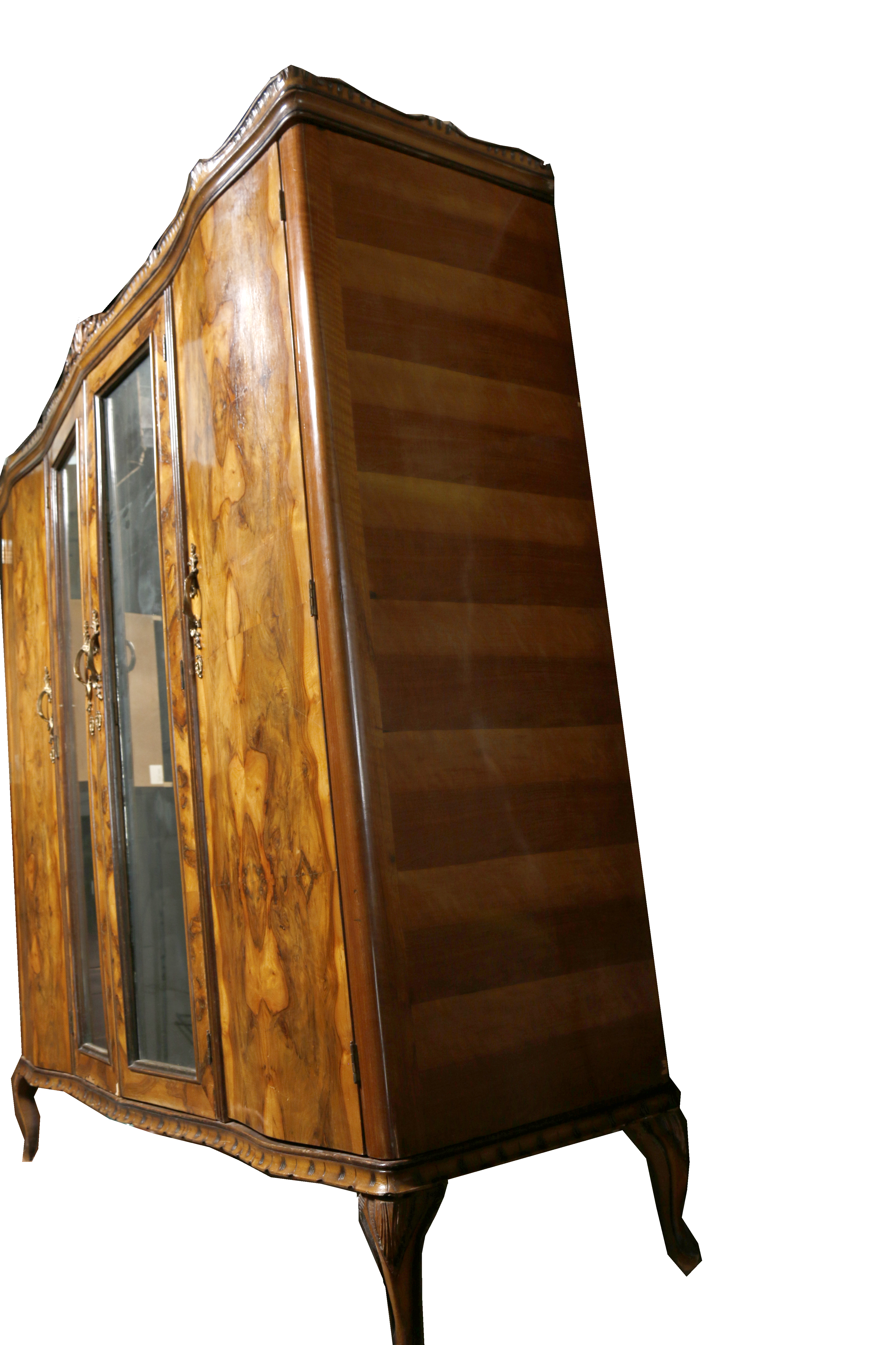 Vintage French Provincial Style Burled Walnut Wardrobe