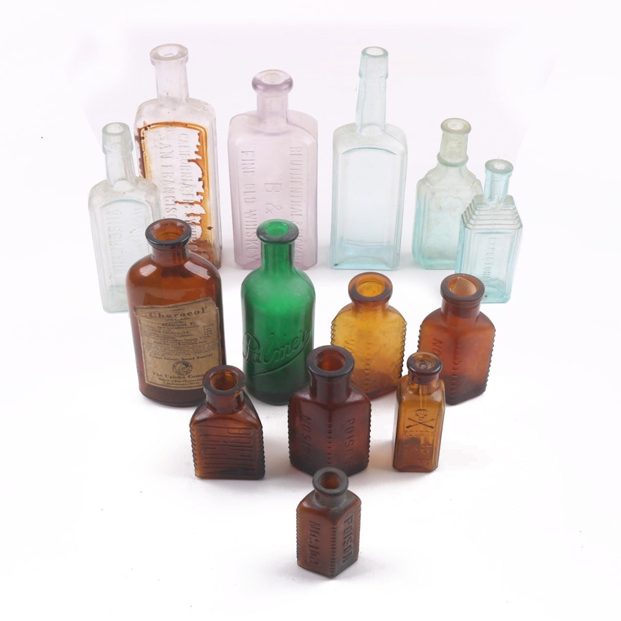 Group Of 14 Antique Bottles