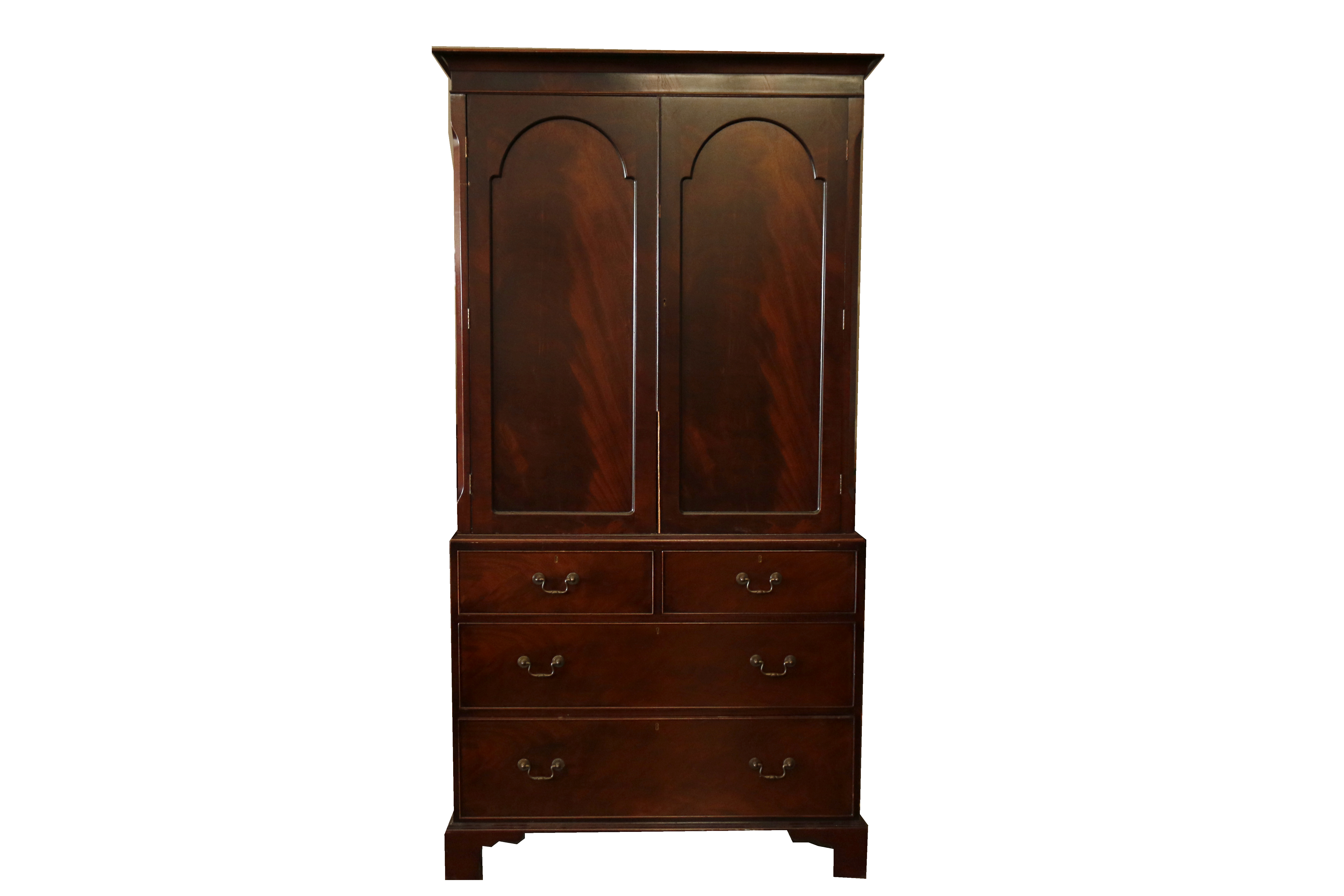 Two Piece Cabinet on Chest of Drawers