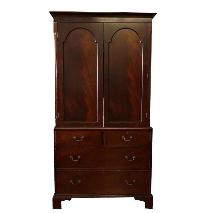 Two Piece Cabinet on Chest of Drawers