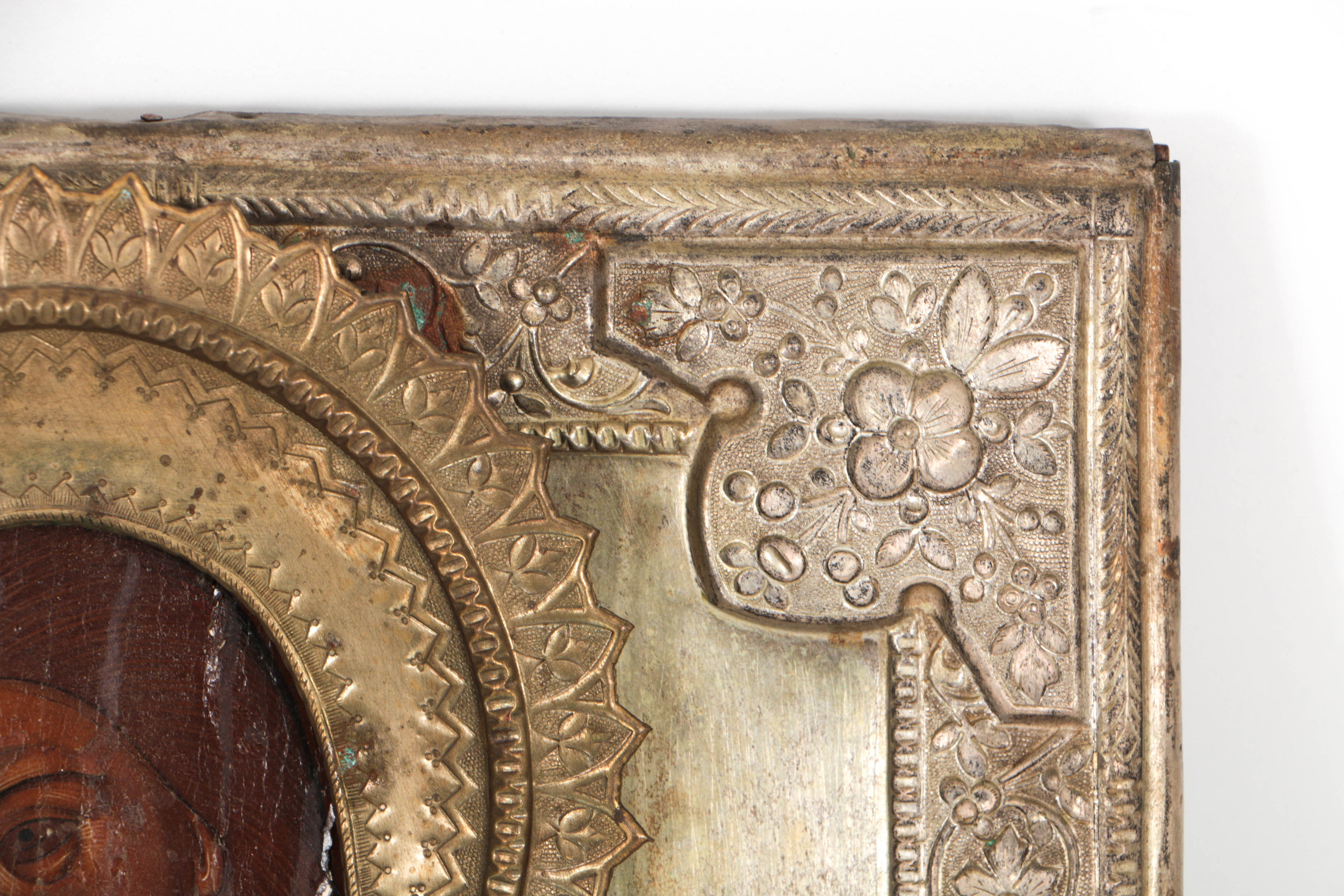 Antique Russian Icon of St. John the Baptist with Brass Riza