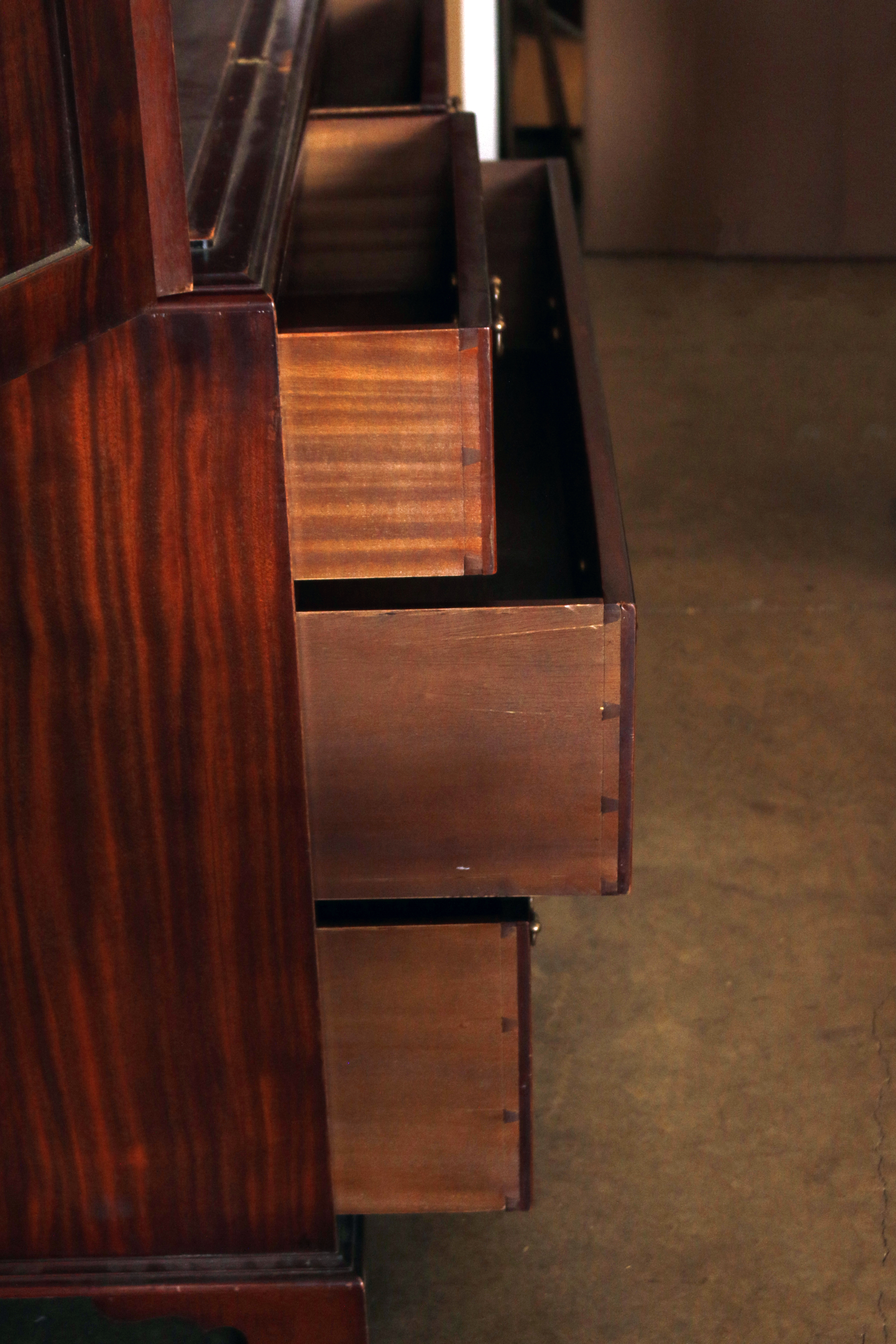 Two Piece Cabinet on Chest of Drawers