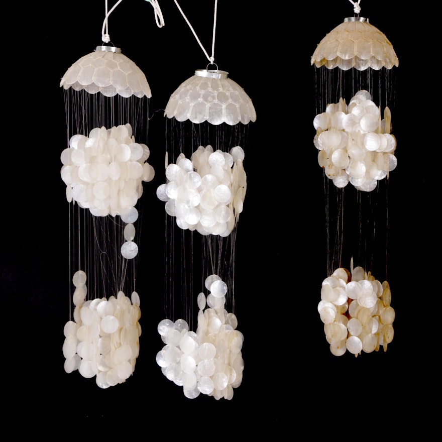 Vintage Converted Capiz Shell Lamp Mobiles