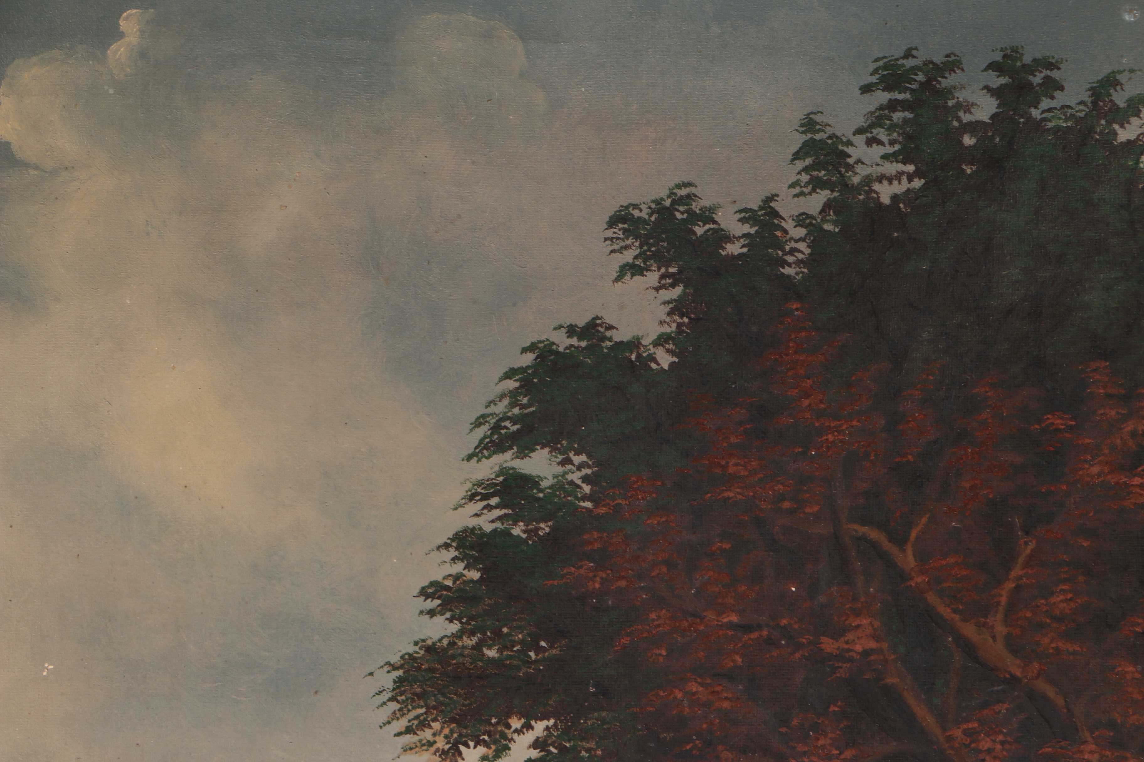 L. F. Wheeler Original 1870 Oil on Canvas Landscape with Figures