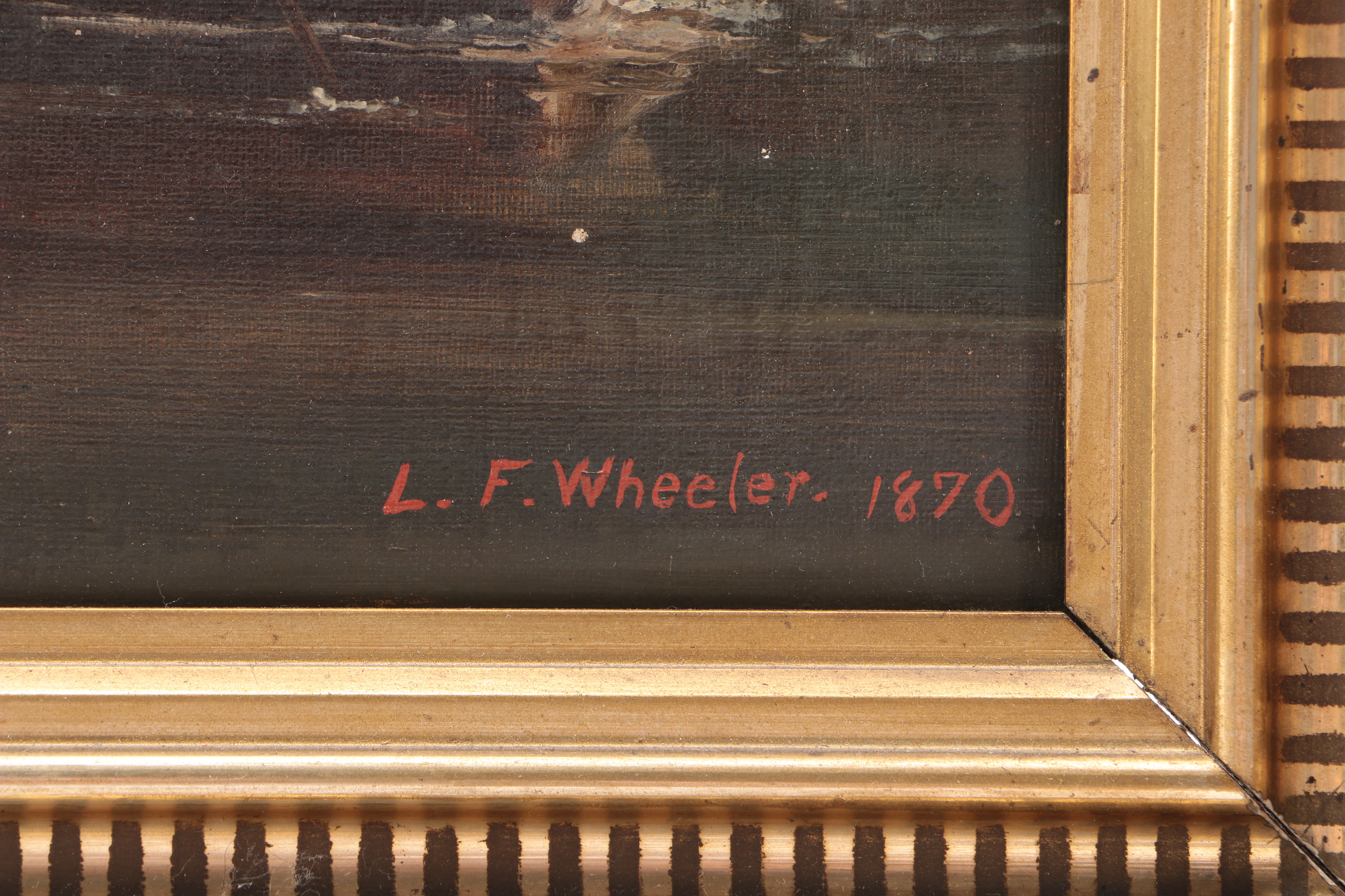 L. F. Wheeler Original 1870 Oil on Canvas Landscape with Figures