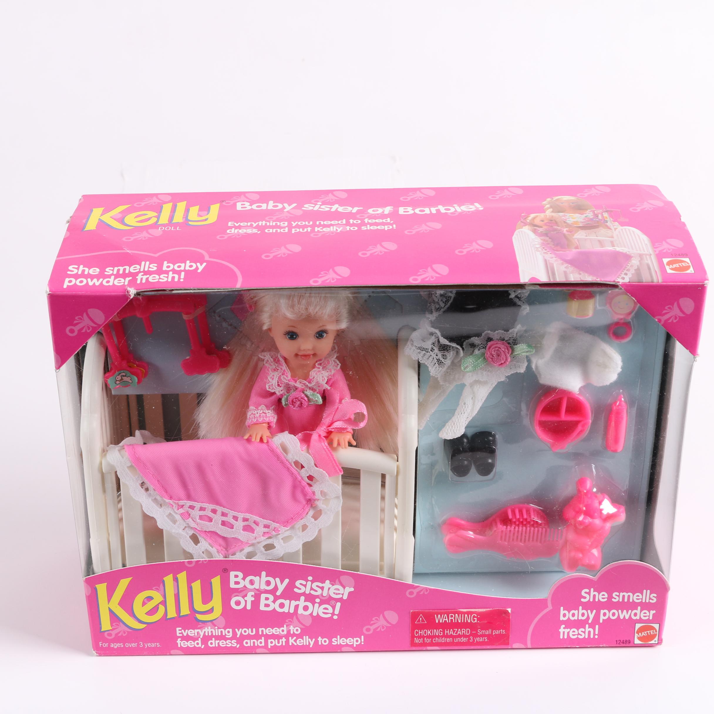 1990s Mattel Little Sister "Kelly" and Barbie Fashion Dolls