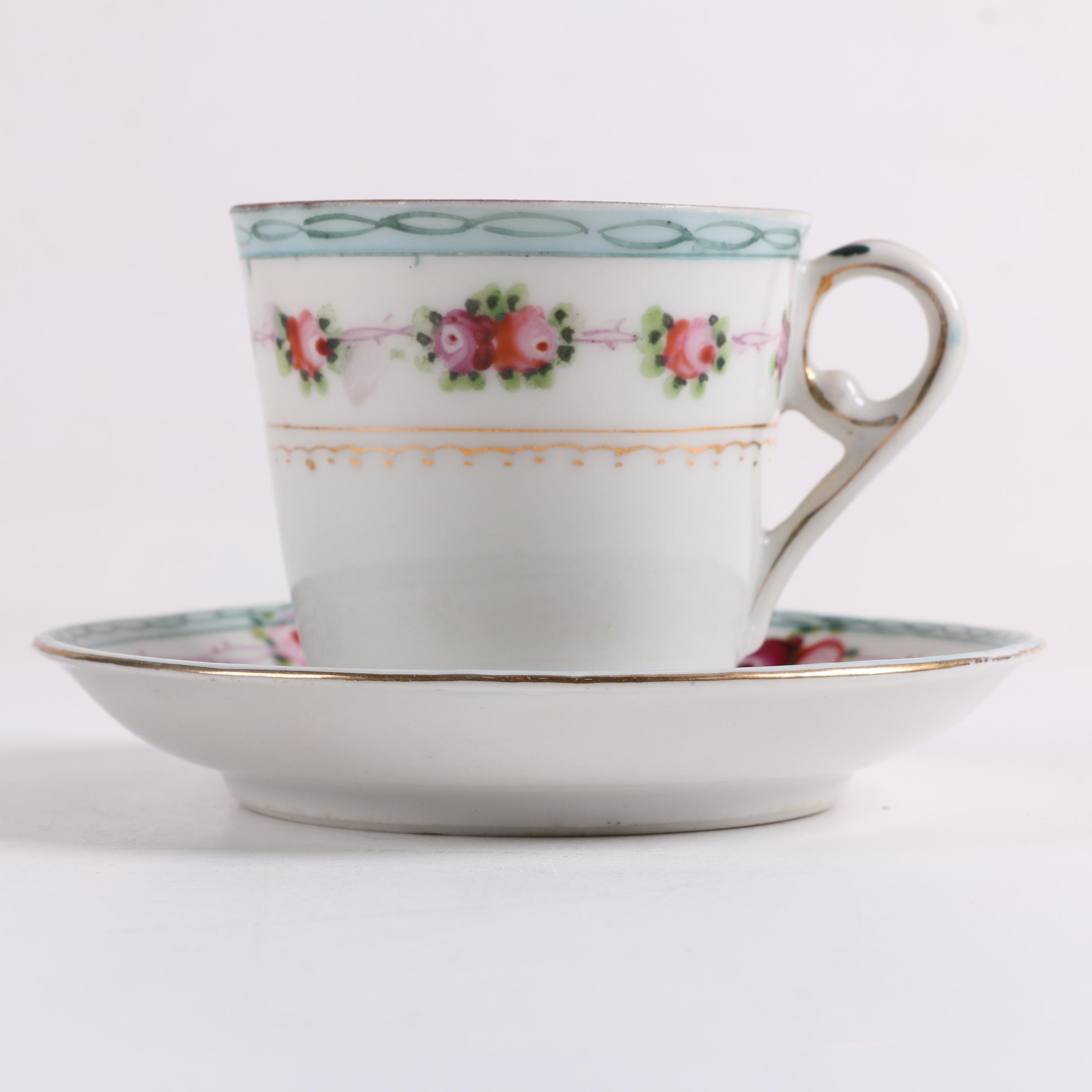 Vintage Japanese Teacups and Saucers Including Moriage Dragonware