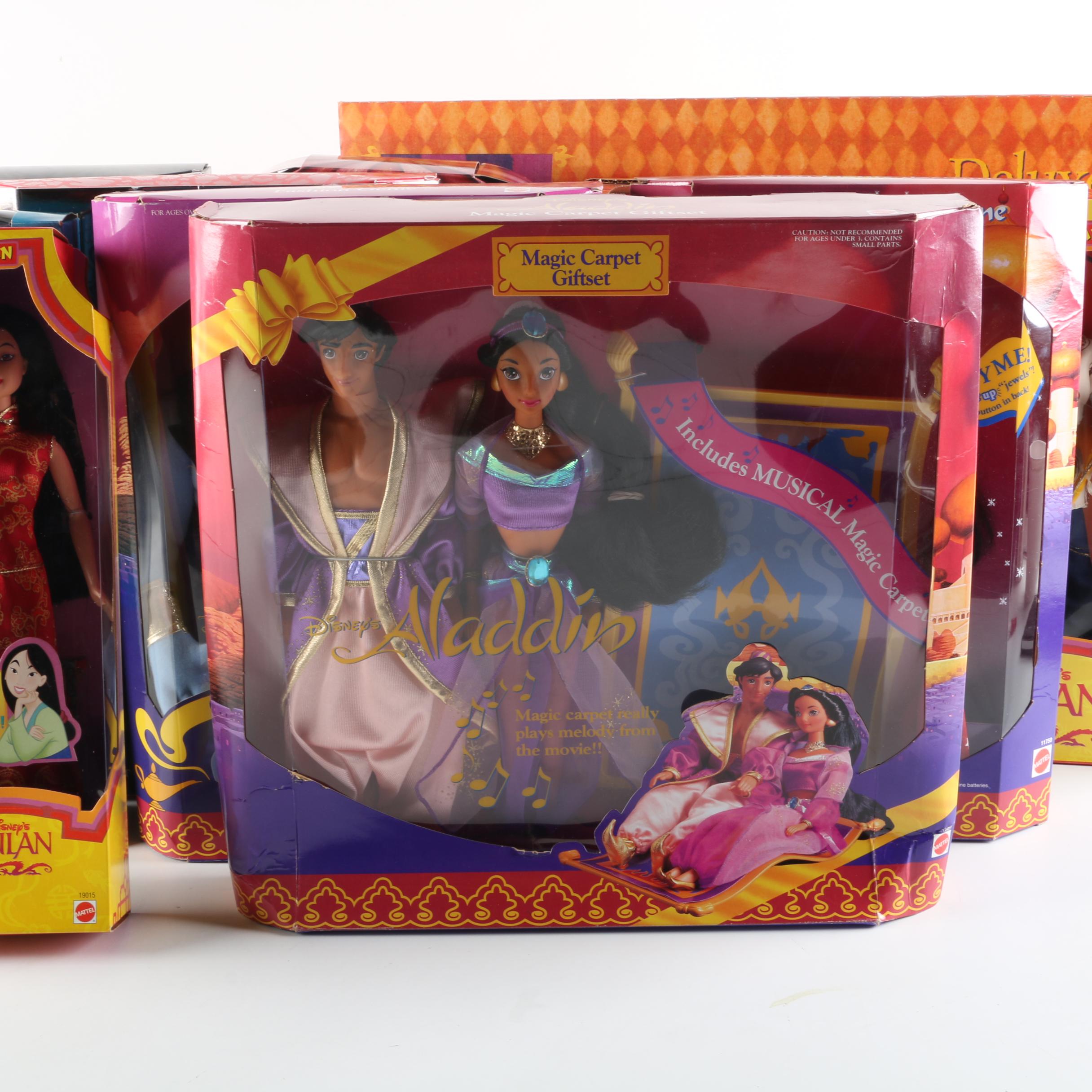 1990s Mattel Disney Princess Dolls Including "Pocahontas" and "Mulan"
