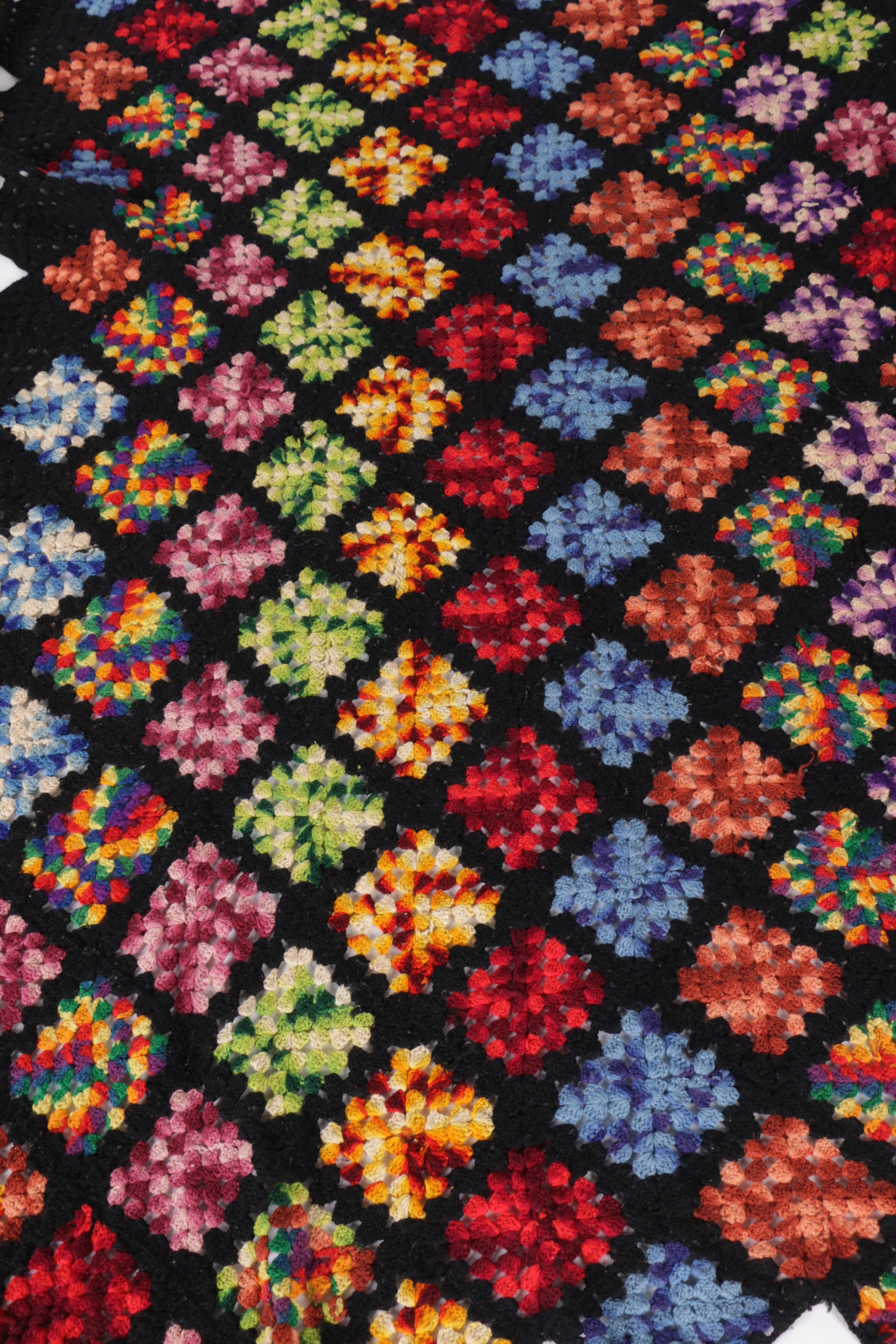 Vintage Hand Crocheted Chevron and Diamond Afghans