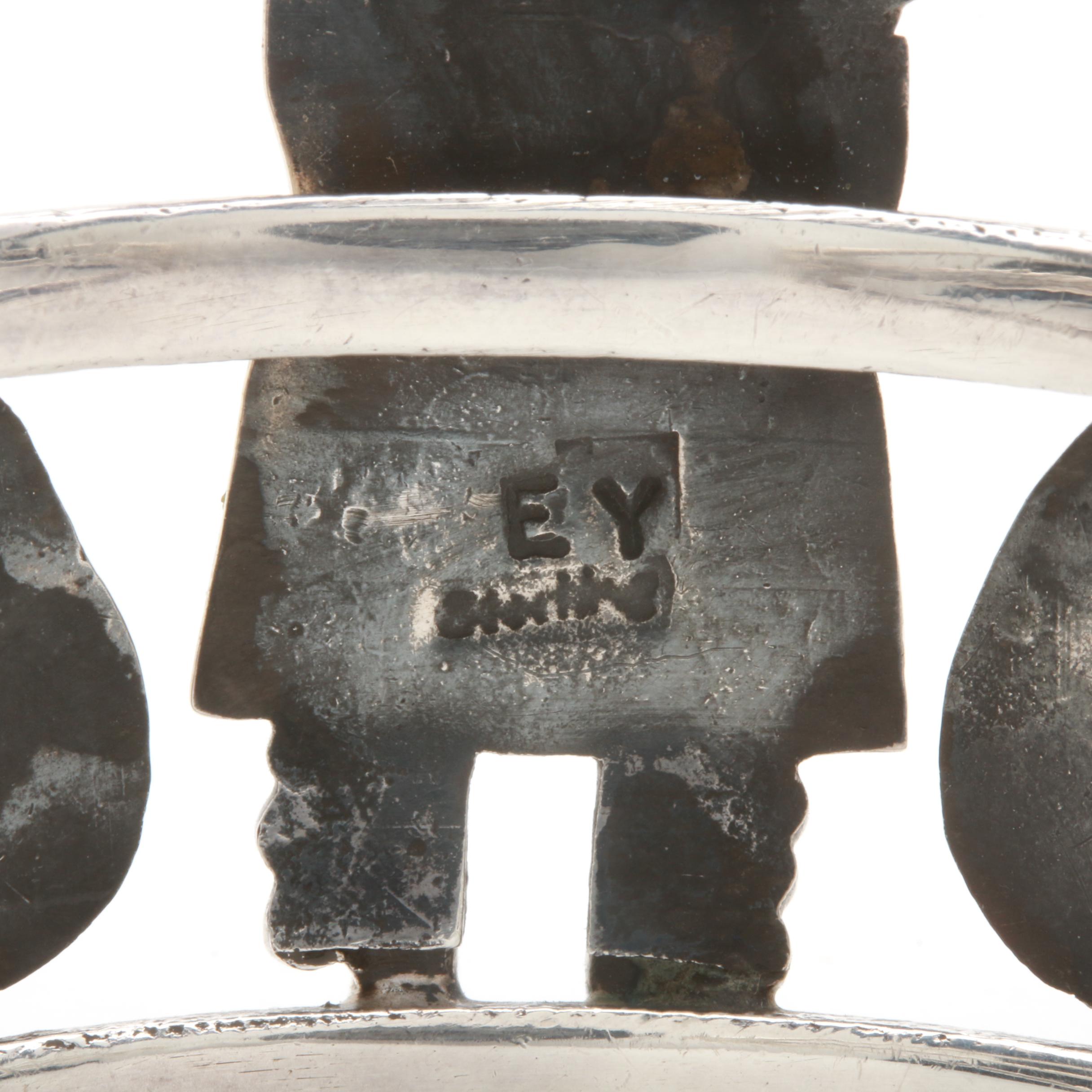 Elsie Yazzie Navajo Diné Sterling Silver Turquoise Kachina Cuff Bangle