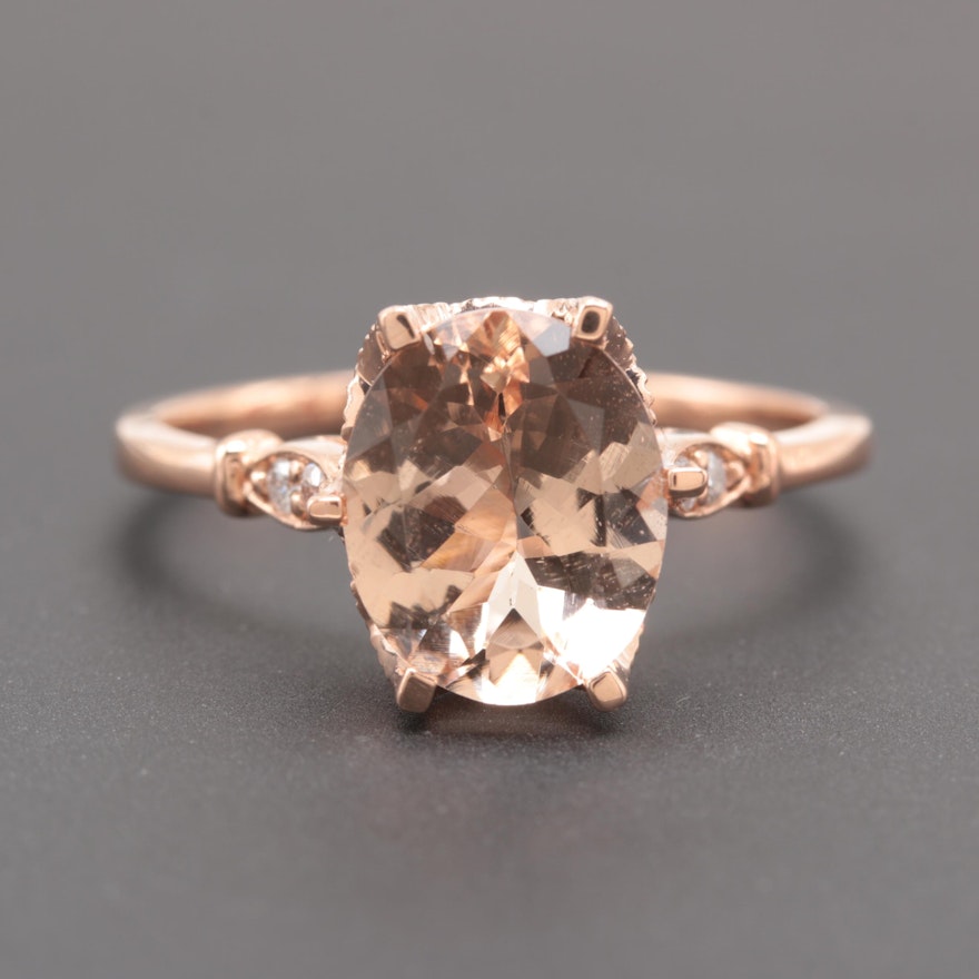 18K Rose Gold Morganite and Diamond Ring