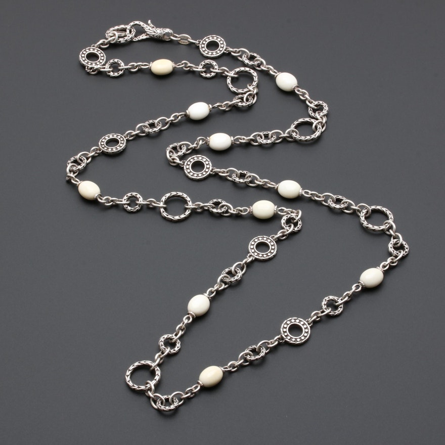 John Hardy Sterling Silver White Agate Necklace