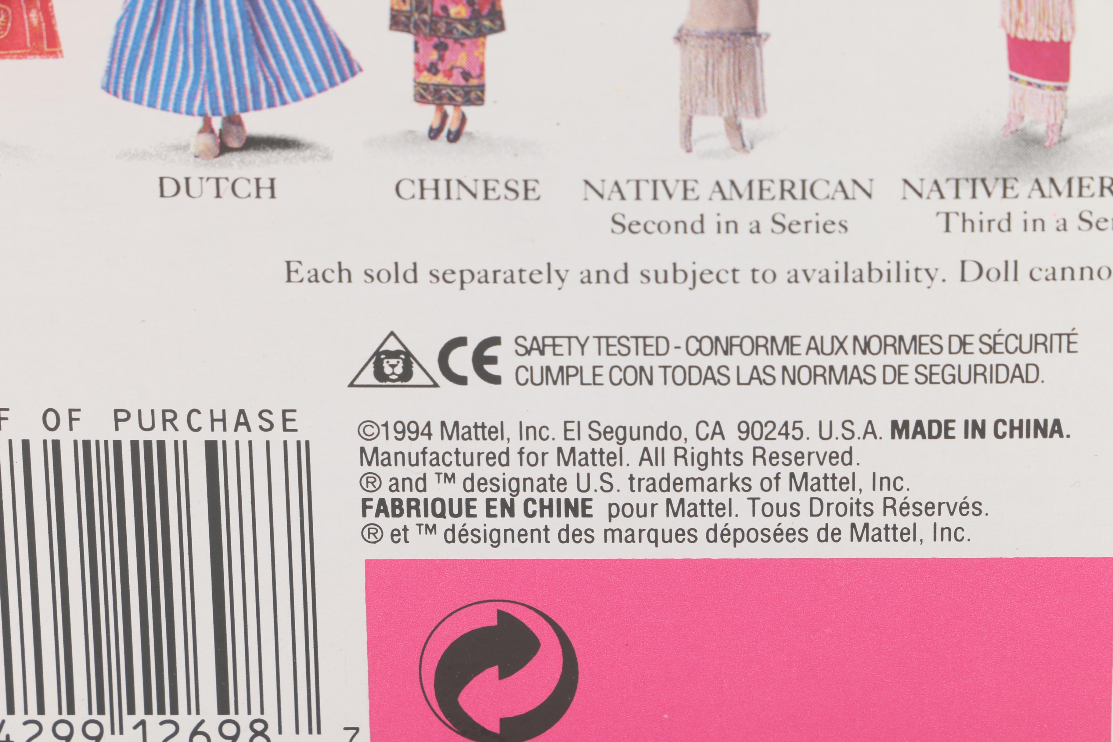 1990s Mattel "Dolls of the World Collection" and "Colonial" Barbies