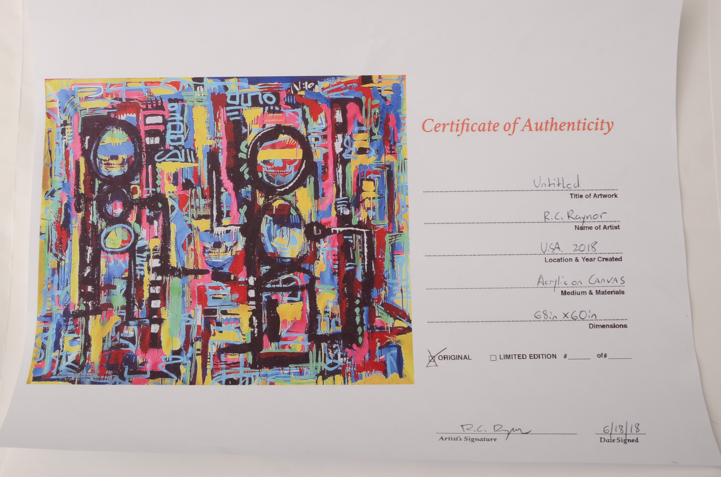 R.C. Raynor Large-scale Acrylic on Canvas Urban Graffiti Style Painting