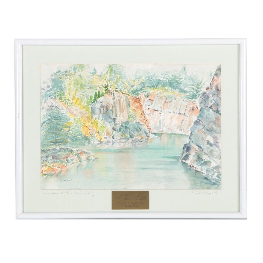 Aileen A. Campbell Watercolor Painting "Sunshine at Tom's Brook Quarry"